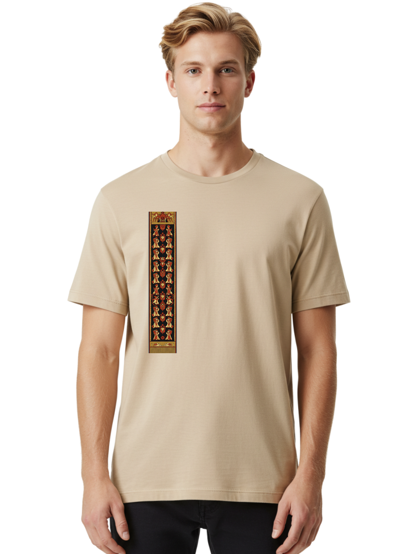 Egyptian-Hieroglyphic-Border Men'S Graphic Tee, 100% Cotton, Comfortable Casual Summer Wear, Machine Washable, Vintage Camera, Old Camera, Antique Camera, Black Camera, Classic Photography, Photography Equipment, Nostalgic Device, Film Camera, Bag423