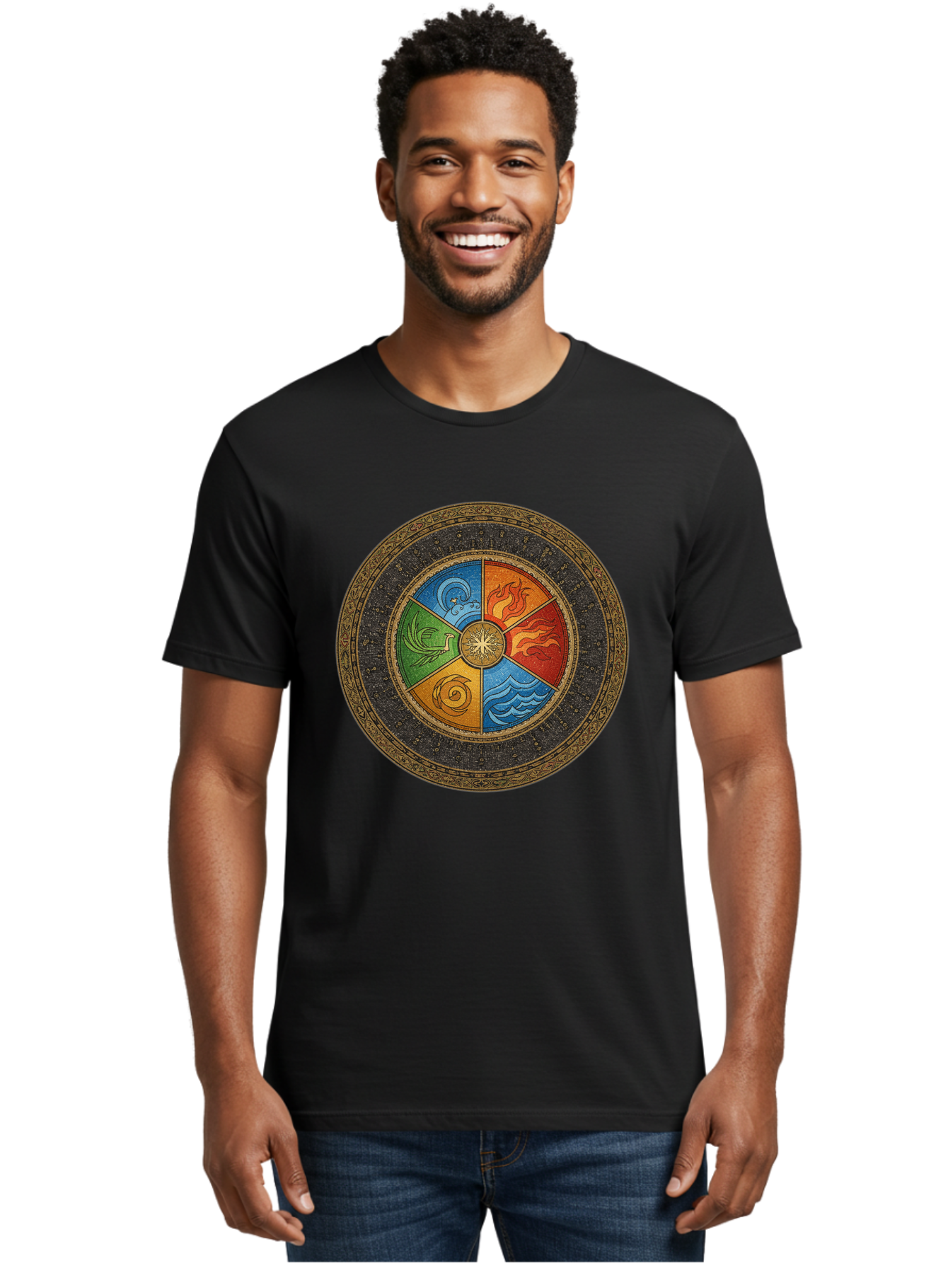 Five-Elements-Circle Men'S Graphic Tee, 100% Cotton, Comfortable Casual Summer Wear, Machine Washable, Vintage Camera, Old Camera, Antique Camera, Black Camera, Classic Photography, Photography Equipment, Nostalgic Device, Film Camera, Bag442