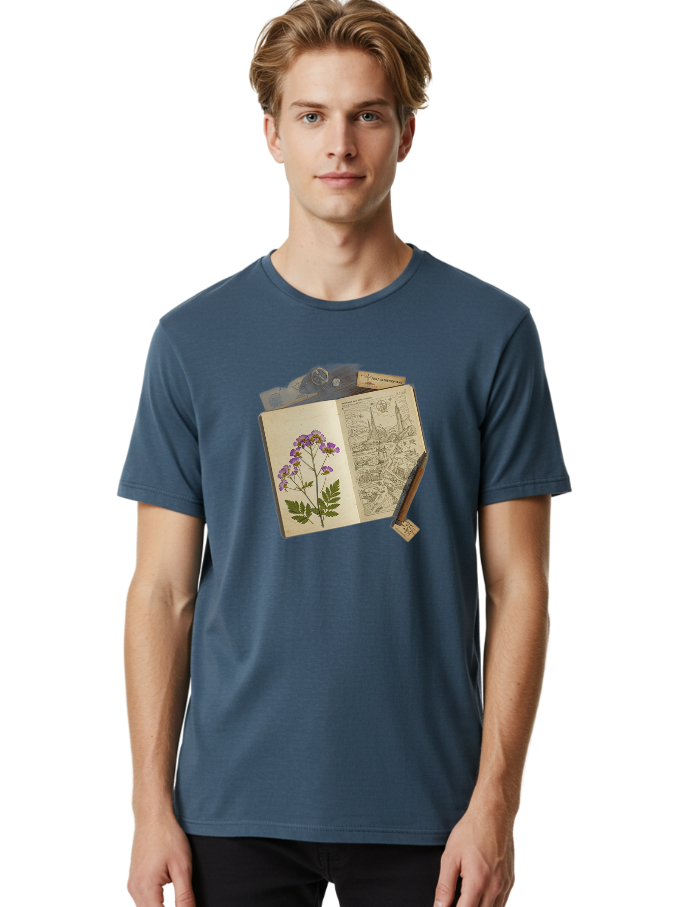 Flora-Illustration-Book Men'S Graphic Tee, 100% Cotton, Comfortable Casual Summer Wear, Machine Washable, Vintage Camera, Old Camera, Antique Camera, Black Camera, Classic Photography, Photography Equipment, Nostalgic Device, Film Camera, Bag455