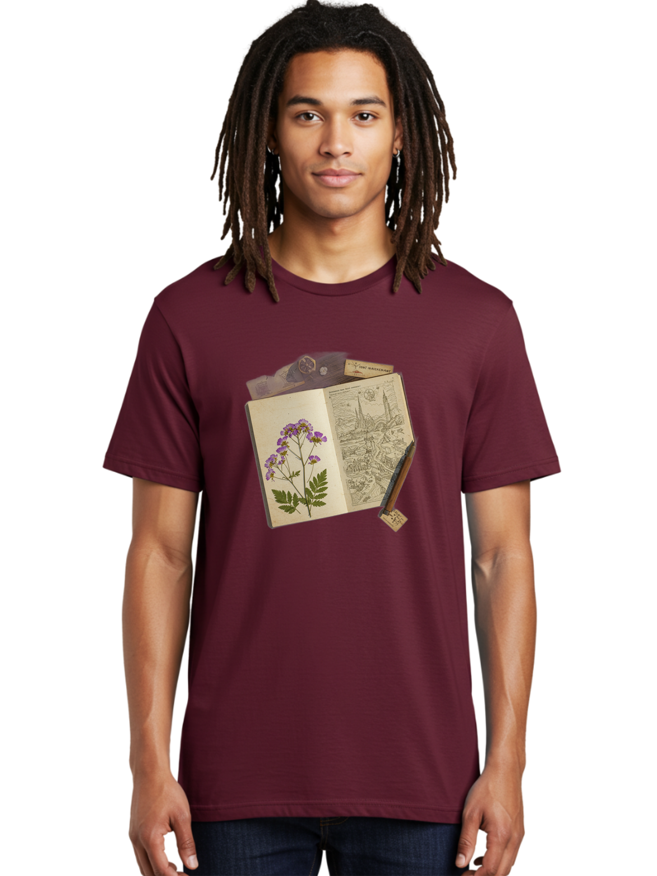Flora-Illustration-Book Men'S Graphic Tee, 100% Cotton, Comfortable Casual Summer Wear, Machine Washable, Vintage Camera, Old Camera, Antique Camera, Black Camera, Classic Photography, Photography Equipment, Nostalgic Device, Film Camera, Bag455