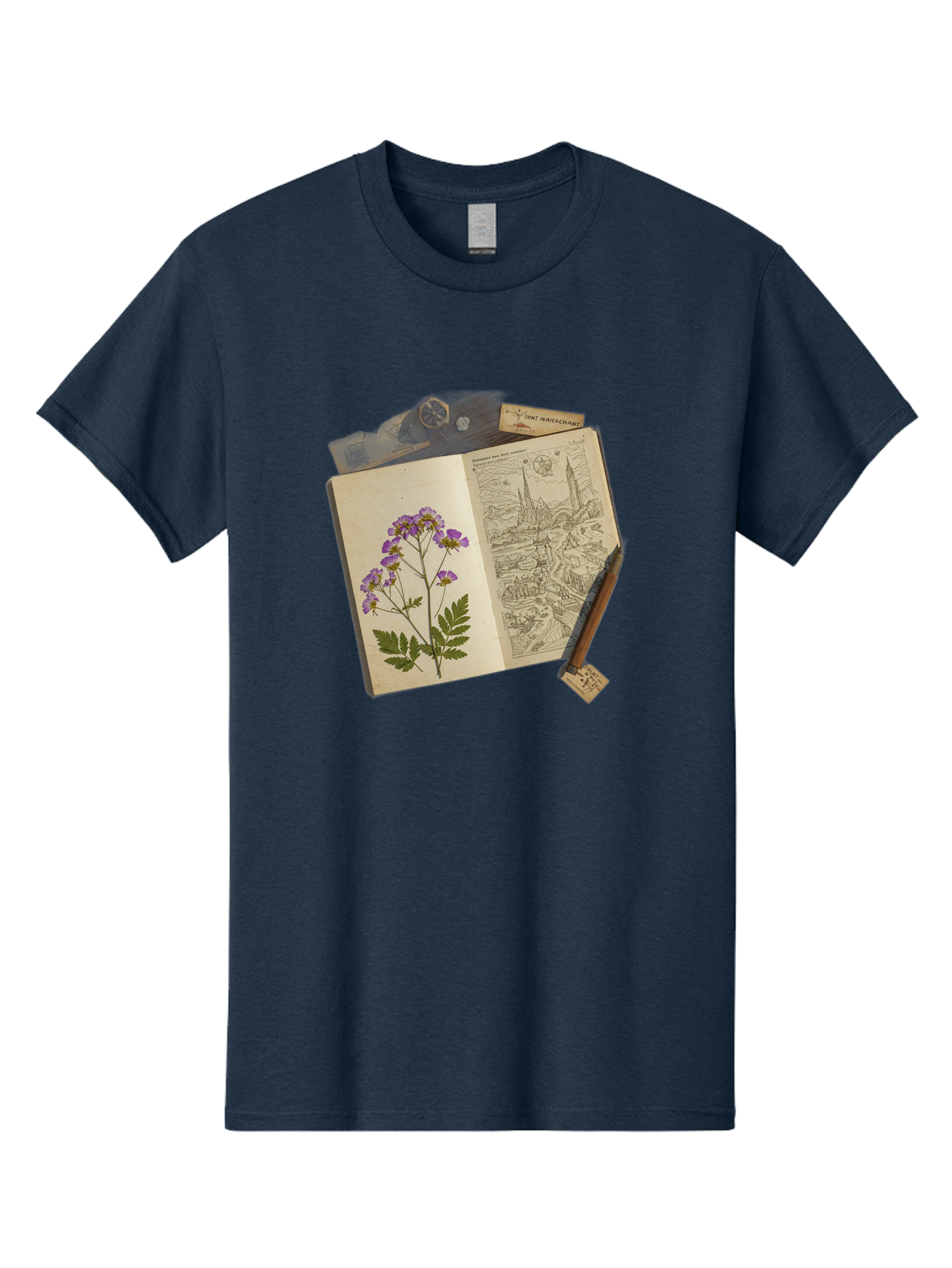 Flora-Illustration-Book Men'S Graphic Tee, 100% Cotton, Comfortable Casual Summer Wear, Machine Washable, Vintage Camera, Old Camera, Antique Camera, Black Camera, Classic Photography, Photography Equipment, Nostalgic Device, Film Camera, Bag455