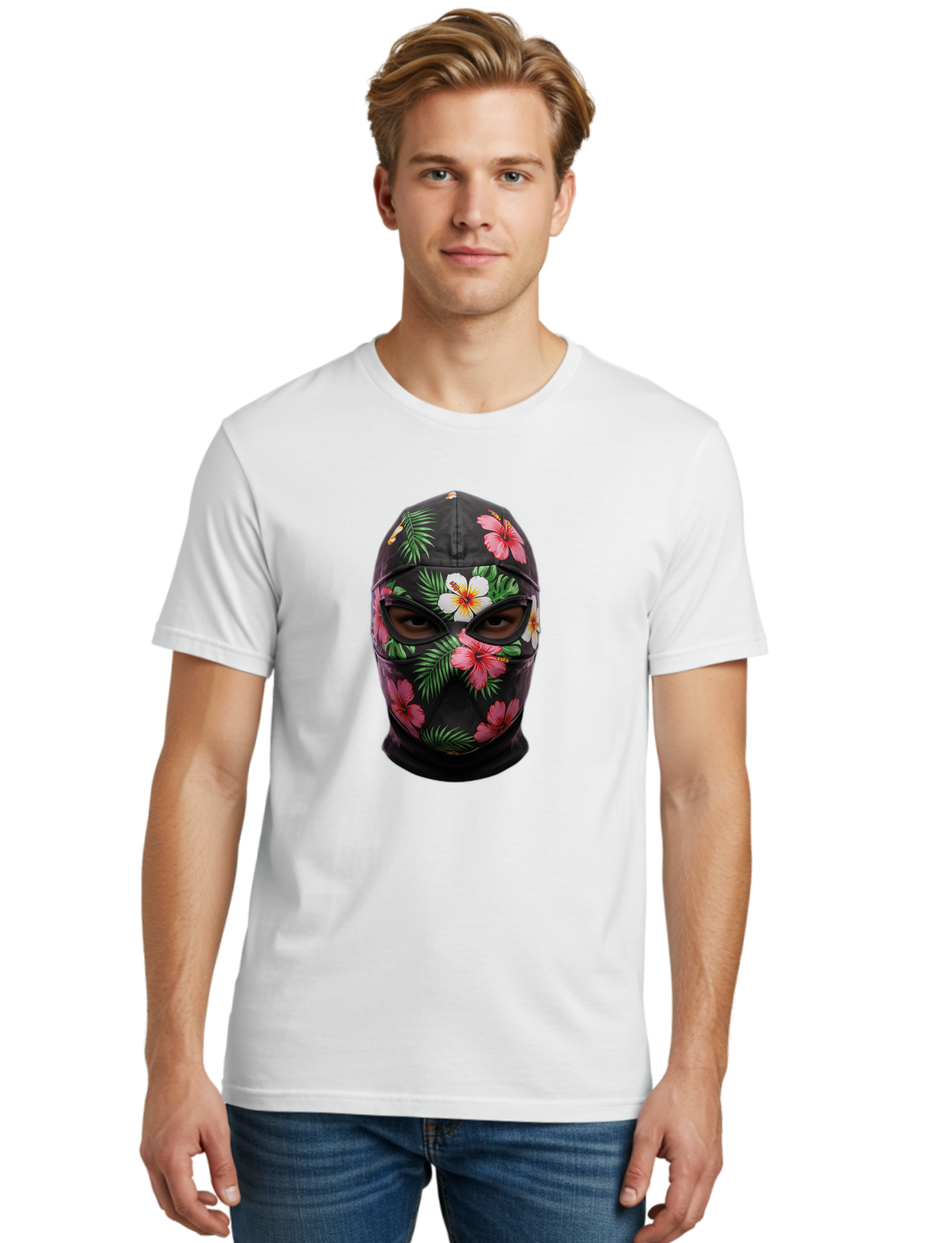 Floral-Balaclava-Mask Men'S Graphic Tee, 100% Cotton, Comfortable Casual Summer Wear, Machine Washable, Vintage Camera, Old Camera, Antique Camera, Black Camera, Classic Photography, Photography Equipment, Nostalgic Device, Film Camera, Bag456