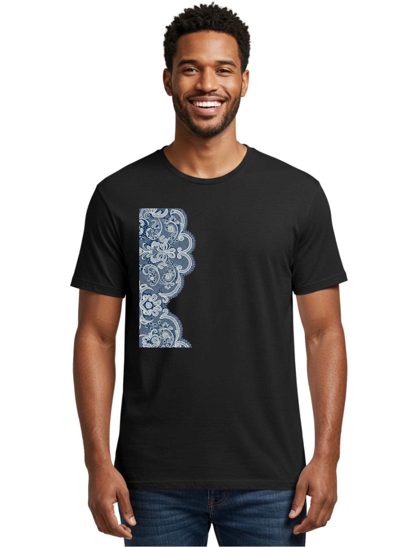 Floral-Lace-Border Men'S Graphic Tee, 100% Cotton, Comfortable Casual Summer Wear, Machine Washable, Vintage Camera, Old Camera, Antique Camera, Black Camera, Classic Photography, Photography Equipment, Nostalgic Device, Film Camera, Bag460