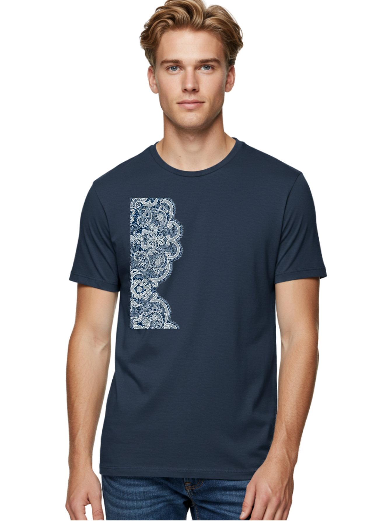 Floral-Lace-Border Men'S Graphic Tee, 100% Cotton, Comfortable Casual Summer Wear, Machine Washable, Vintage Camera, Old Camera, Antique Camera, Black Camera, Classic Photography, Photography Equipment, Nostalgic Device, Film Camera, Bag460