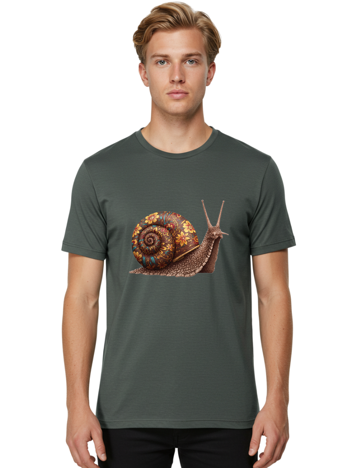 Floral-Snail-2 Men'S Graphic Tee, 100% Cotton, Comfortable Casual Summer Wear, Machine Washable, Vintage Camera, Old Camera, Antique Camera, Black Camera, Classic Photography, Photography Equipment, Nostalgic Device, Film Camera, Camera Art Bag464