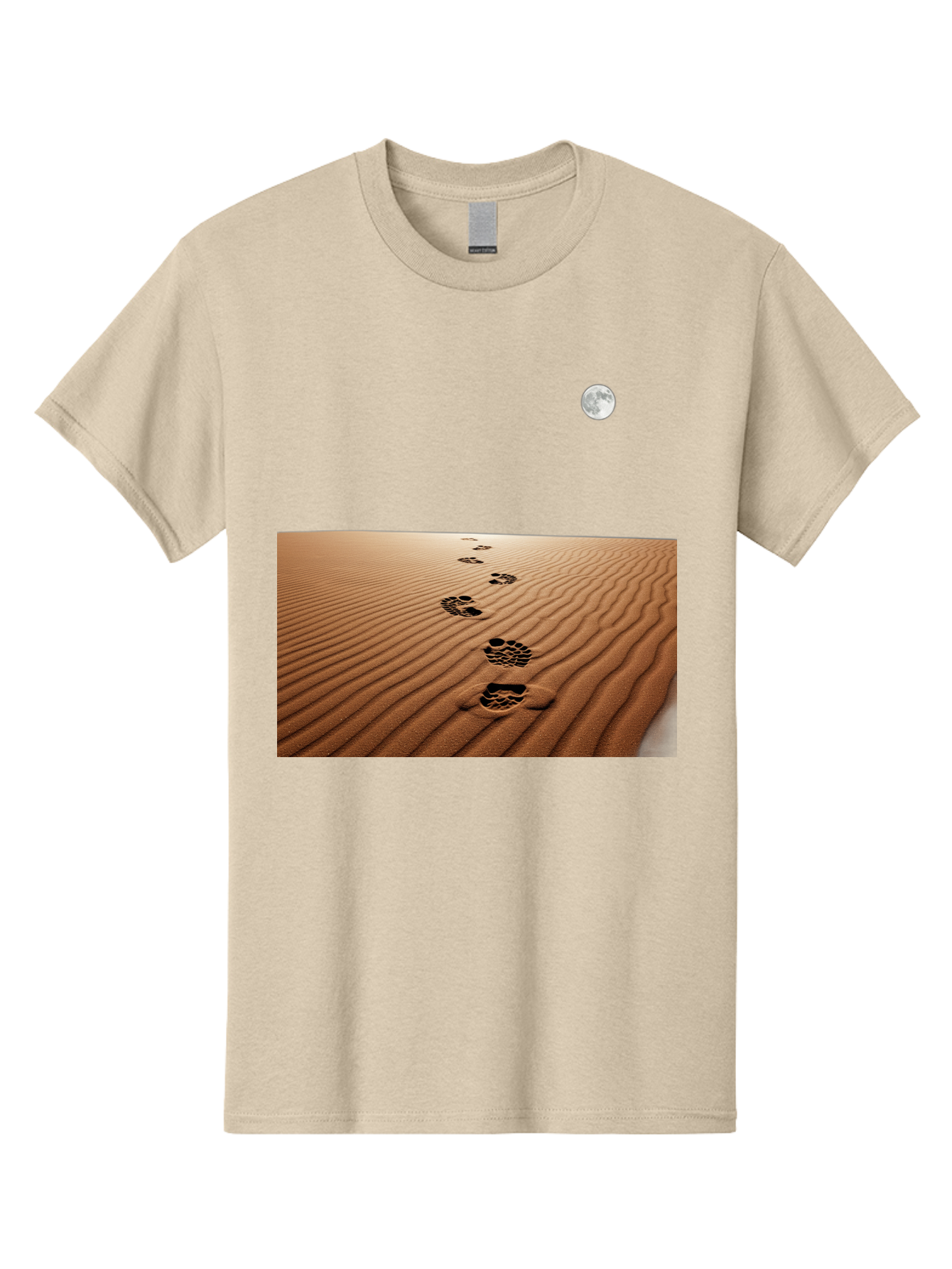 Footprints-In-Sand-Under-Moon Men'S Graphic Tee, 100% Cotton, Comfortable Casual Summer Wear, Machine Washable, Vintage Camera, Old Camera, Antique Camera, Black Camera, Classic Photography, Photography Equipment, Nostalgic Device, Bag487