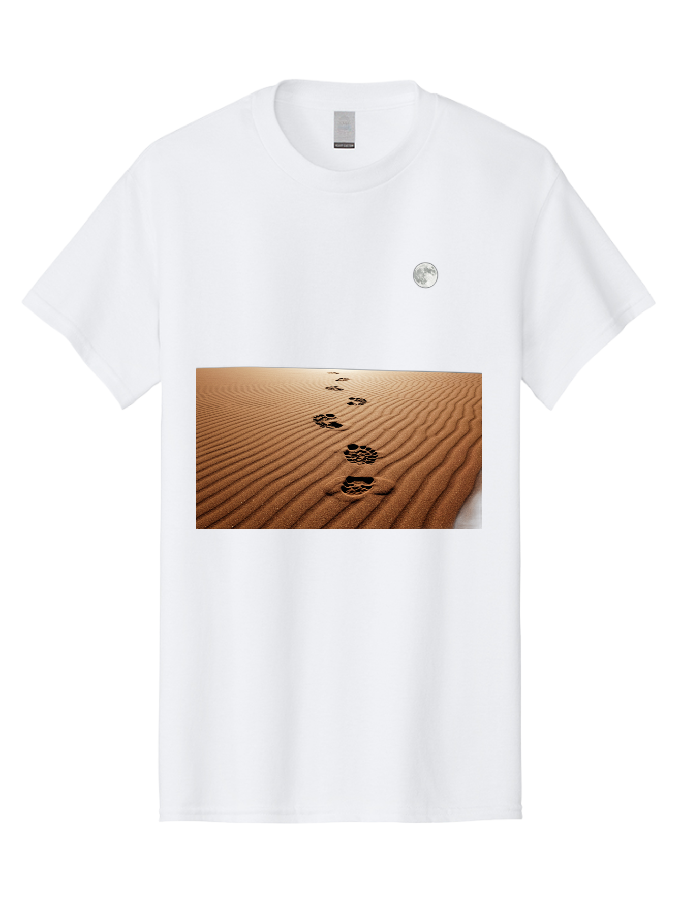 Footprints-In-Sand-Under-Moon Men'S Graphic Tee, 100% Cotton, Comfortable Casual Summer Wear, Machine Washable, Vintage Camera, Old Camera, Antique Camera, Black Camera, Classic Photography, Photography Equipment, Nostalgic Device, Bag487