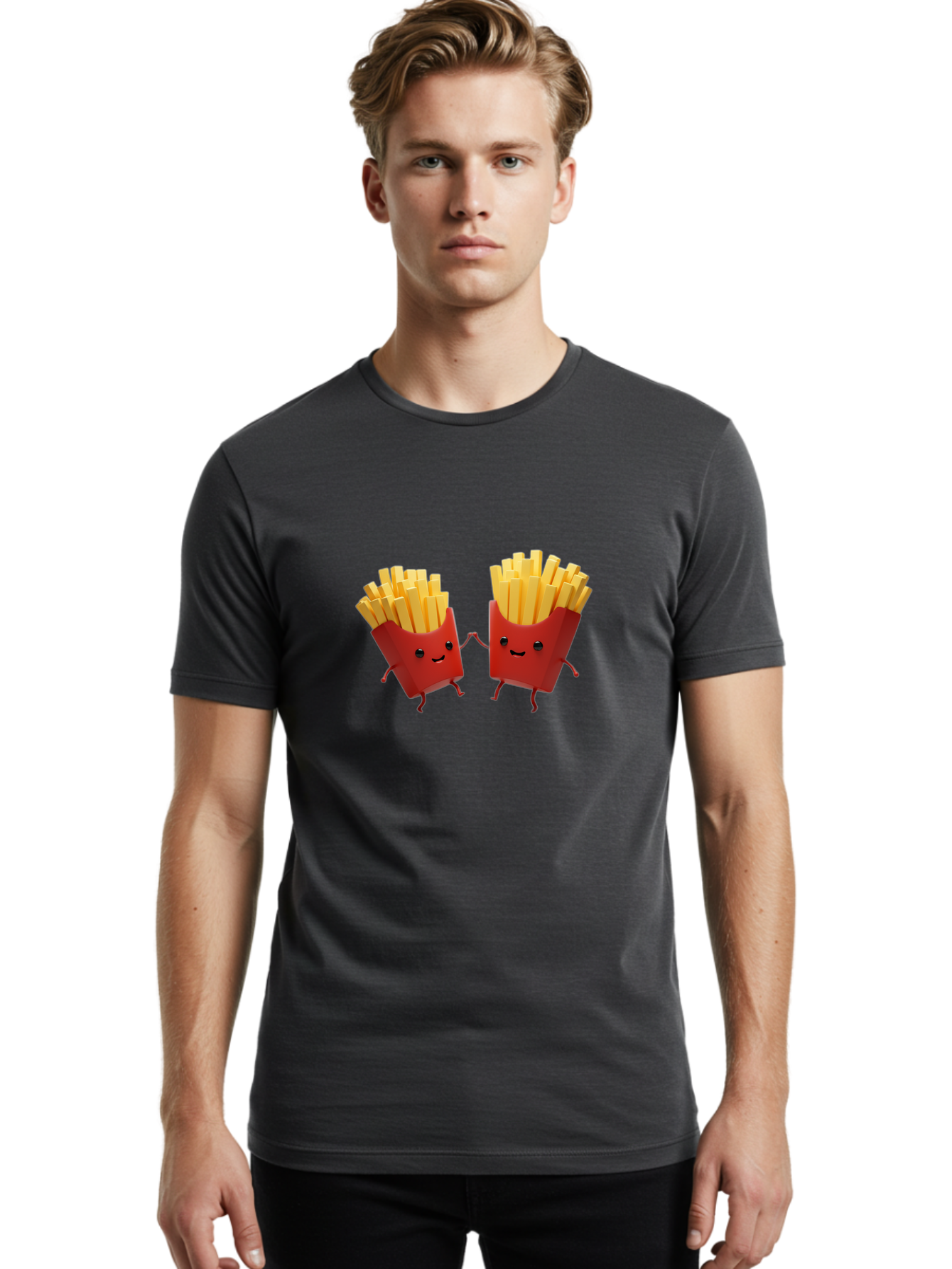 Fries-Characters Men'S Graphic Tee, 100% Cotton, Comfortable Casual Summer Wear, Machine Washable, Vintage Camera, Old Camera, Antique Camera, Black Camera, Classic Photography, Photography Equipment, Nostalgic Device, Film Camera, Camera Art Bag496