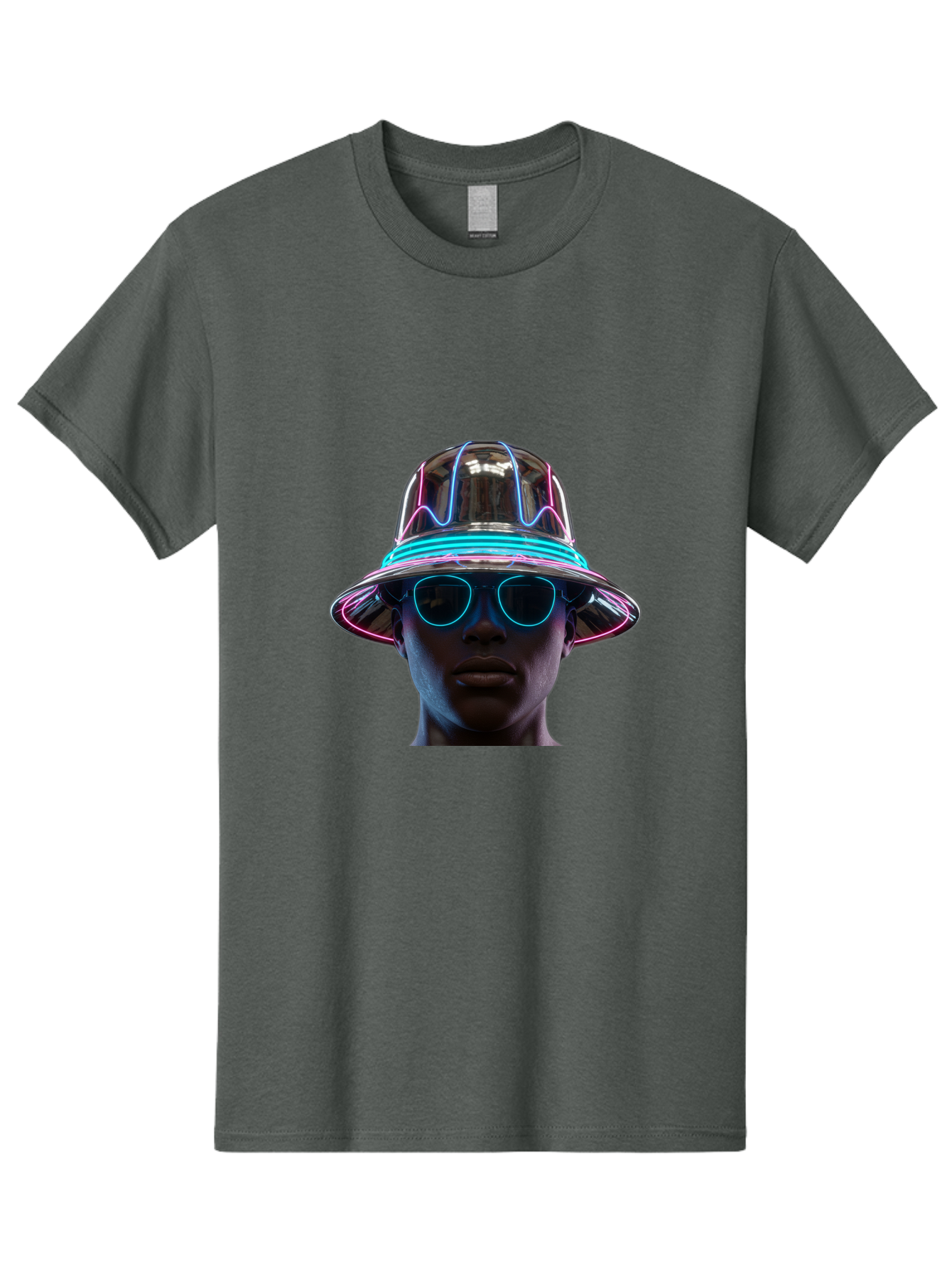 Futuristic-Hat-Portrait Men'S Graphic Tee, 100% Cotton, Comfortable Casual Summer Wear, Machine Washable, Vintage Camera, Old Camera, Antique Camera, Black Camera, Classic Photography, Photography Equipment, Nostalgic Device, Film Camera, Bag508