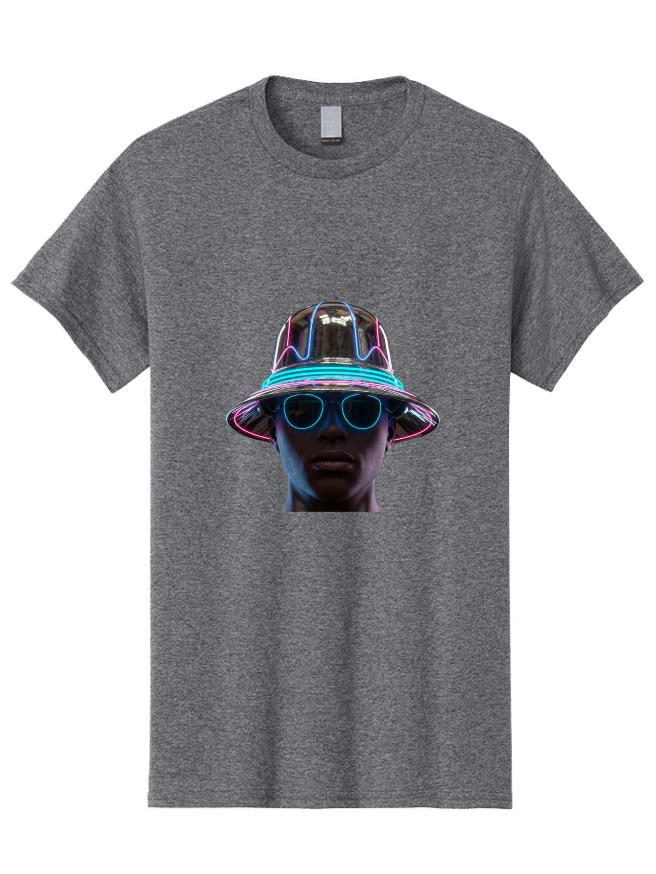 Futuristic-Hat-Portrait Men'S Graphic Tee, 100% Cotton, Comfortable Casual Summer Wear, Machine Washable, Vintage Camera, Old Camera, Antique Camera, Black Camera, Classic Photography, Photography Equipment, Nostalgic Device, Film Camera, Bag508