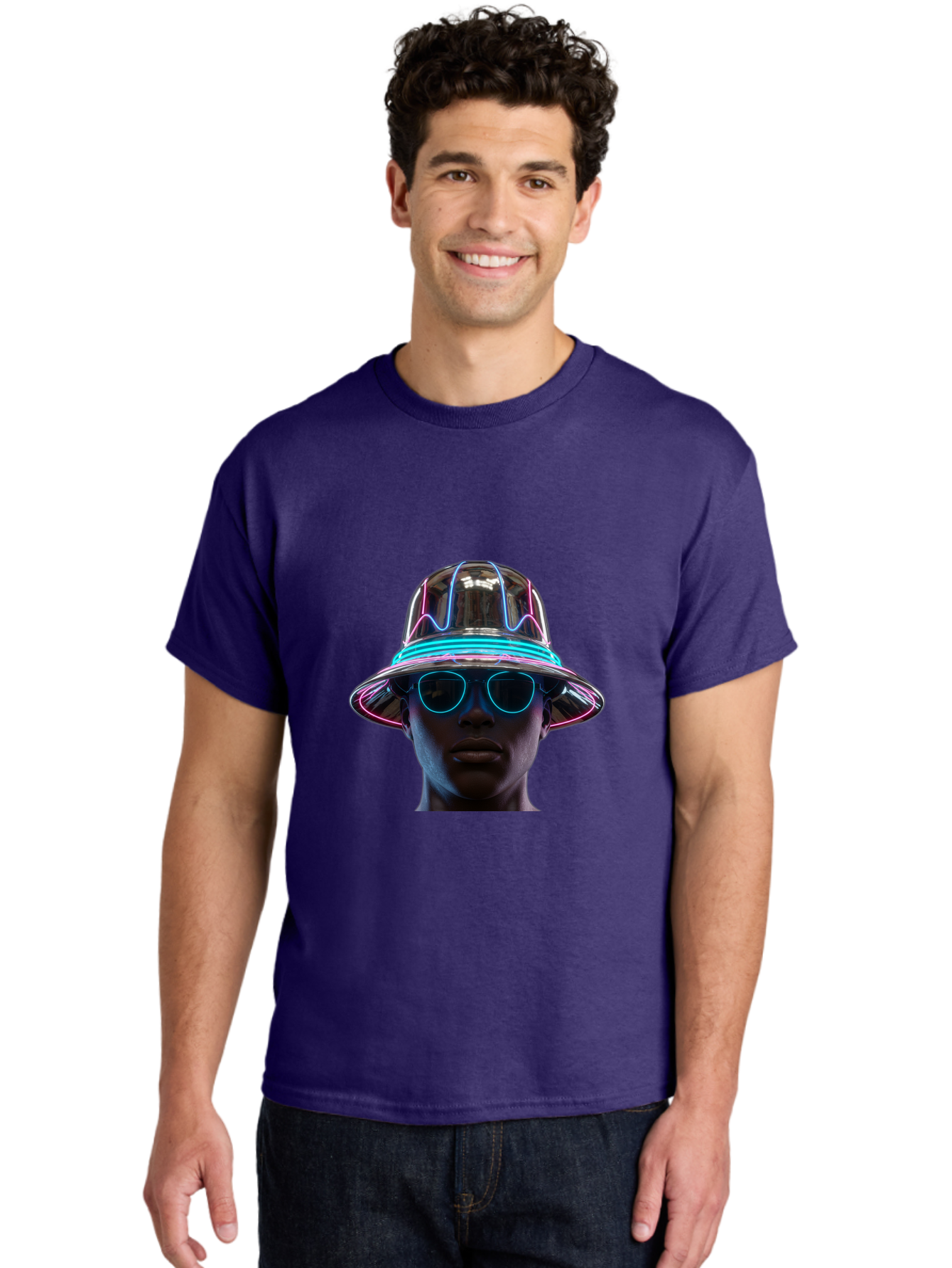Futuristic-Hat-Portrait Men'S Graphic Tee, 100% Cotton, Comfortable Casual Summer Wear, Machine Washable, Vintage Camera, Old Camera, Antique Camera, Black Camera, Classic Photography, Photography Equipment, Nostalgic Device, Film Camera, Bag508