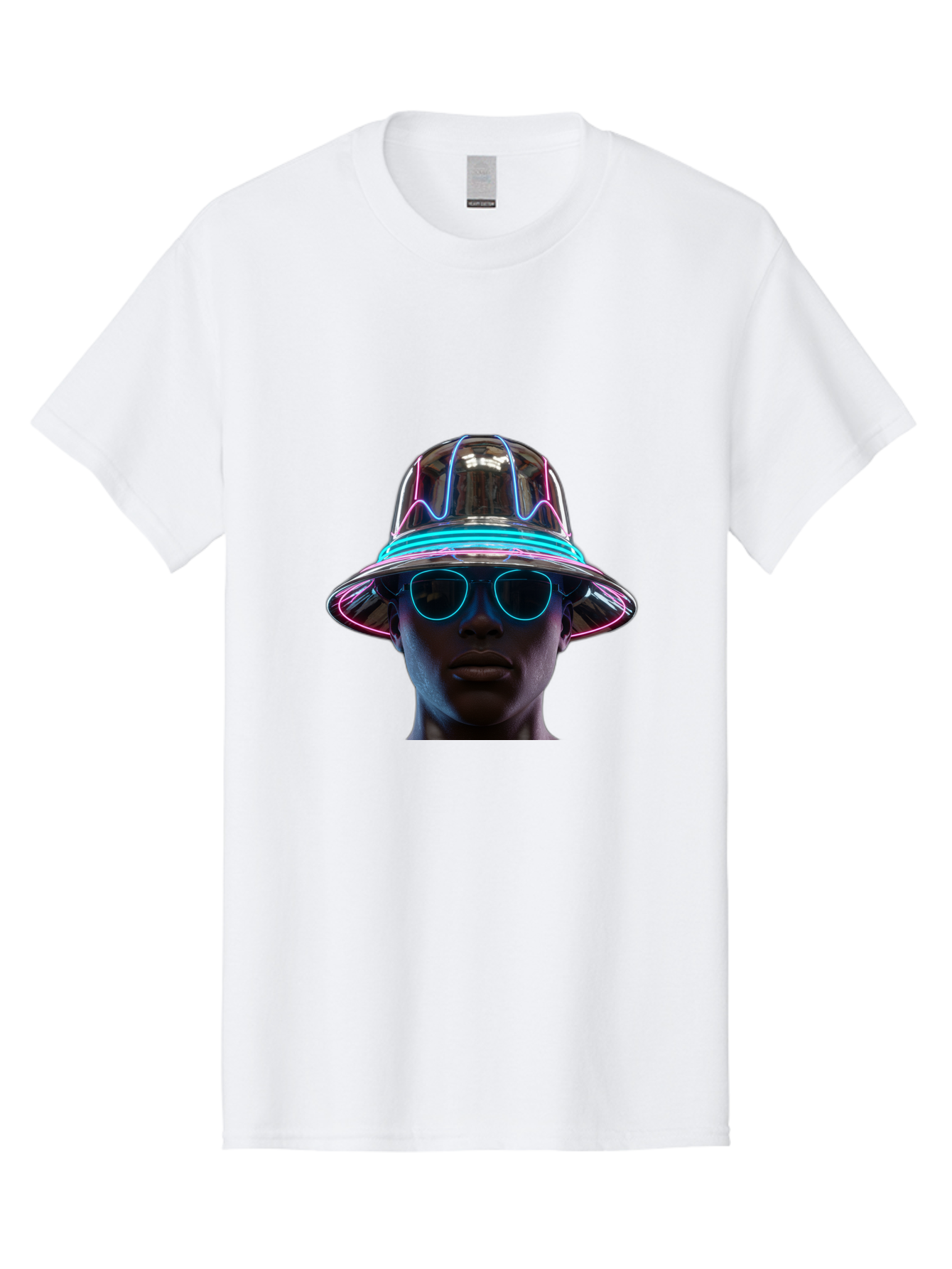 Futuristic-Hat-Portrait Men'S Graphic Tee, 100% Cotton, Comfortable Casual Summer Wear, Machine Washable, Vintage Camera, Old Camera, Antique Camera, Black Camera, Classic Photography, Photography Equipment, Nostalgic Device, Film Camera, Bag508
