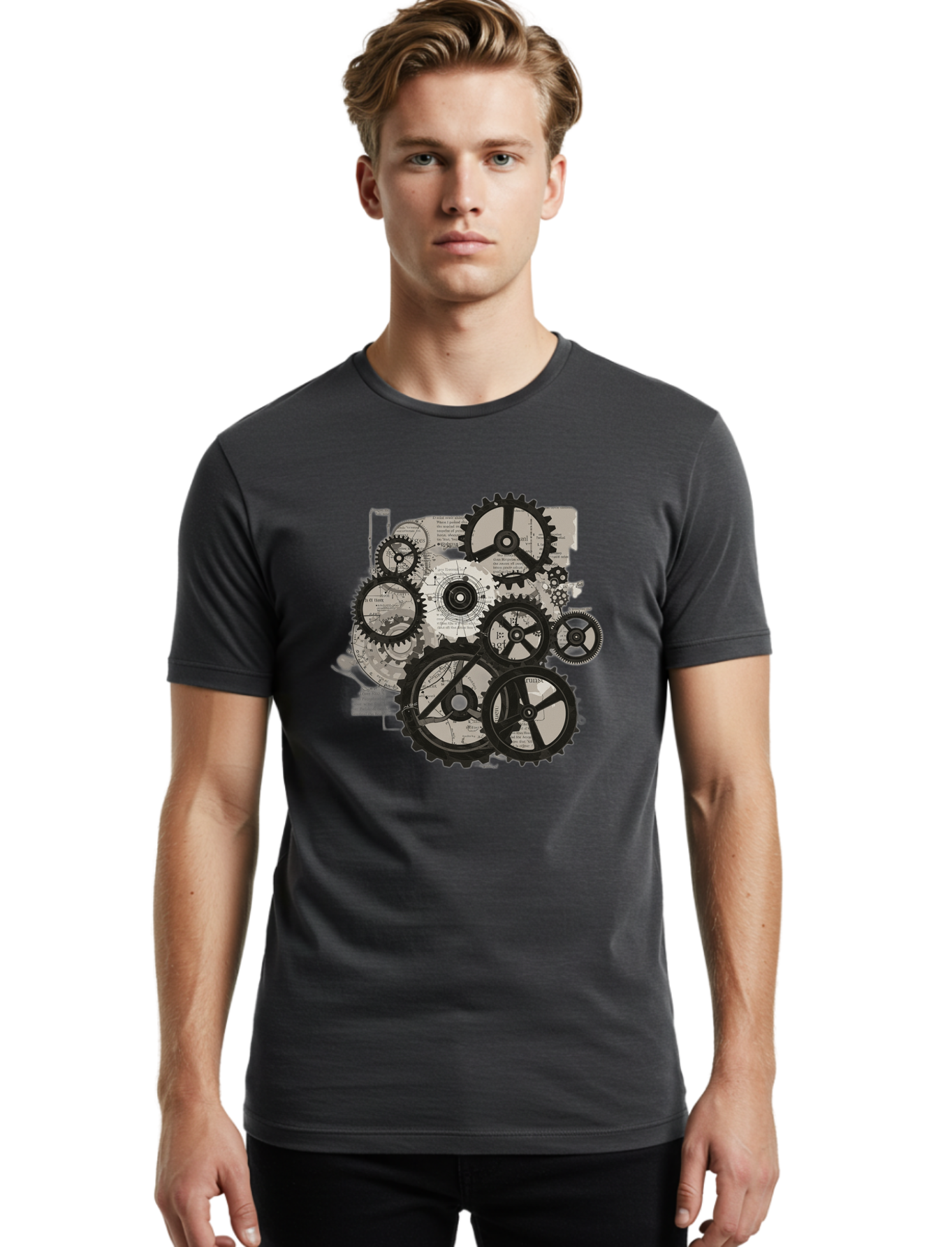 Gears-And-Mechanisms Men'S Graphic Tee, 100% Cotton, Comfortable Casual Summer Wear, Machine Washable, Vintage Camera, Old Camera, Antique Camera, Black Camera, Classic Photography, Photography Equipment, Nostalgic Device, Film Camera, Bag513