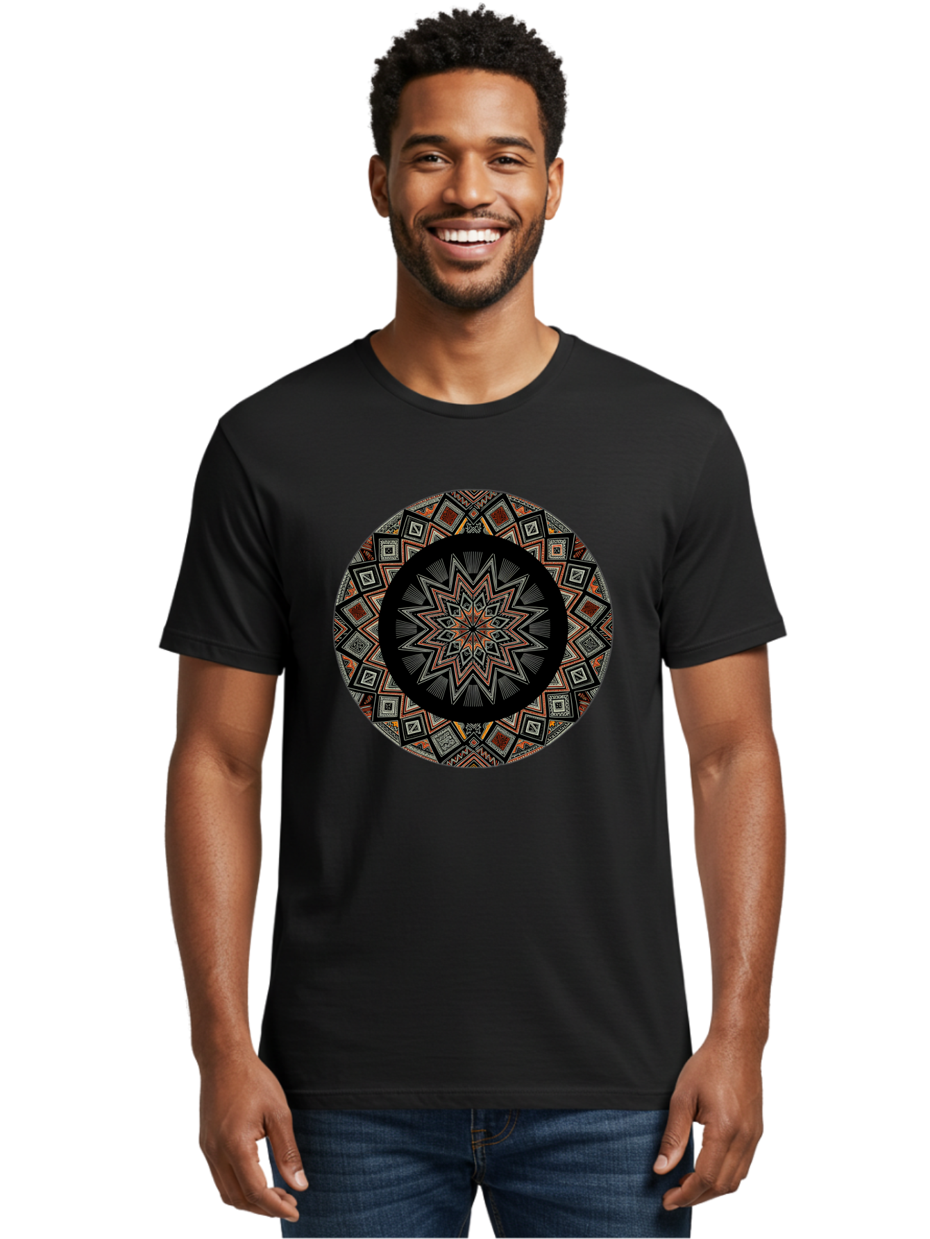 Geometric-Mandala Men'S Graphic Tee, 100% Cotton, Comfortable Casual Summer Wear, Machine Washable, Vintage Camera, Old Camera, Antique Camera, Black Camera, Classic Photography, Photography Equipment, Nostalgic Device, Film Camera, Camera Art Bag518