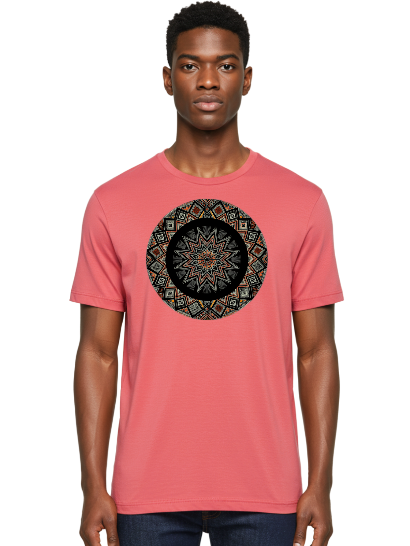 Geometric-Mandala Men'S Graphic Tee, 100% Cotton, Comfortable Casual Summer Wear, Machine Washable, Vintage Camera, Old Camera, Antique Camera, Black Camera, Classic Photography, Photography Equipment, Nostalgic Device, Film Camera, Camera Art Bag518