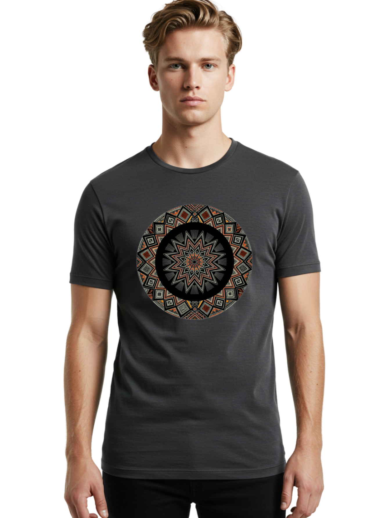 Geometric-Mandala Men'S Graphic Tee, 100% Cotton, Comfortable Casual Summer Wear, Machine Washable, Vintage Camera, Old Camera, Antique Camera, Black Camera, Classic Photography, Photography Equipment, Nostalgic Device, Film Camera, Camera Art Bag518