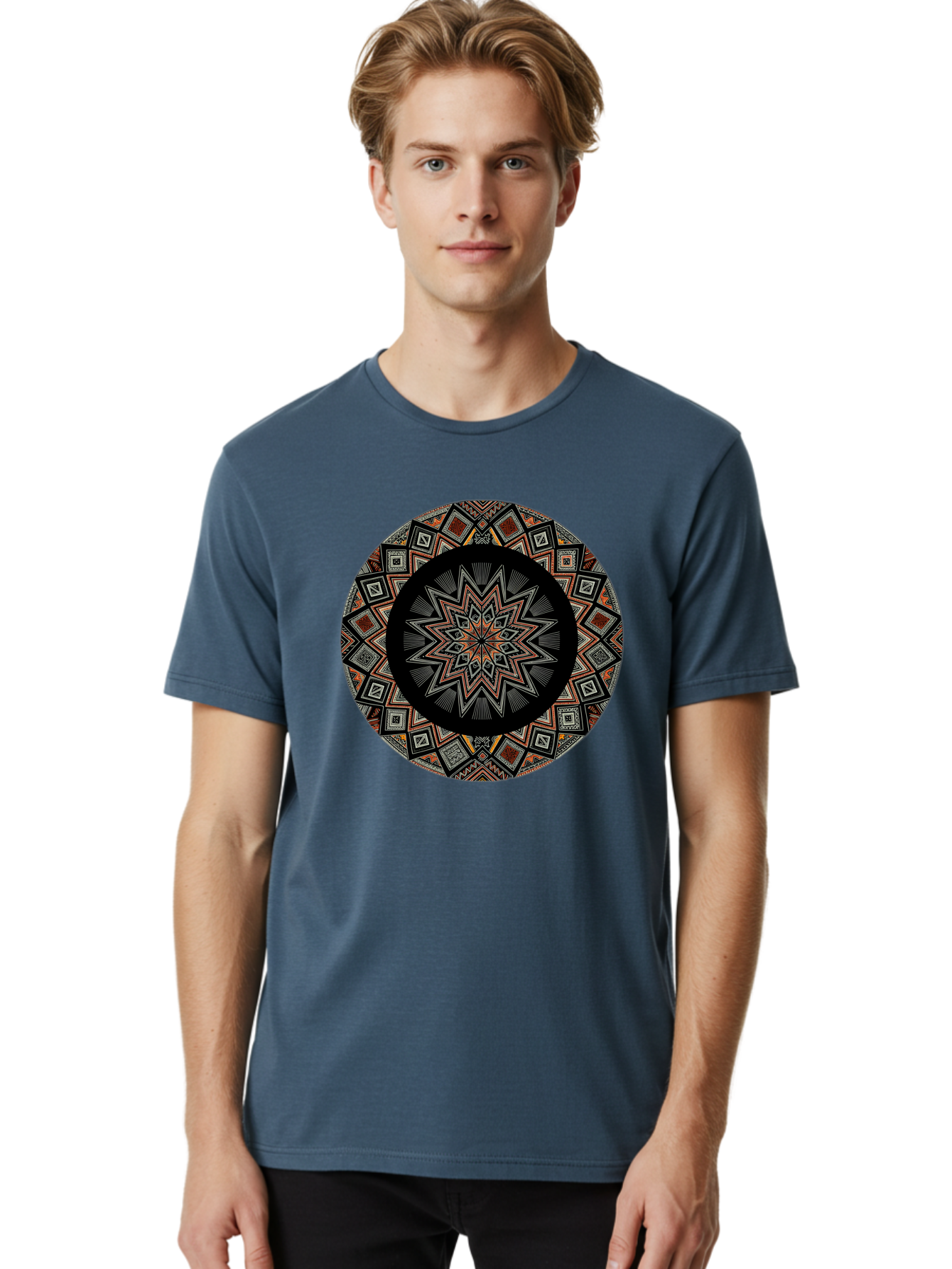 Geometric-Mandala Men'S Graphic Tee, 100% Cotton, Comfortable Casual Summer Wear, Machine Washable, Vintage Camera, Old Camera, Antique Camera, Black Camera, Classic Photography, Photography Equipment, Nostalgic Device, Film Camera, Camera Art Bag518
