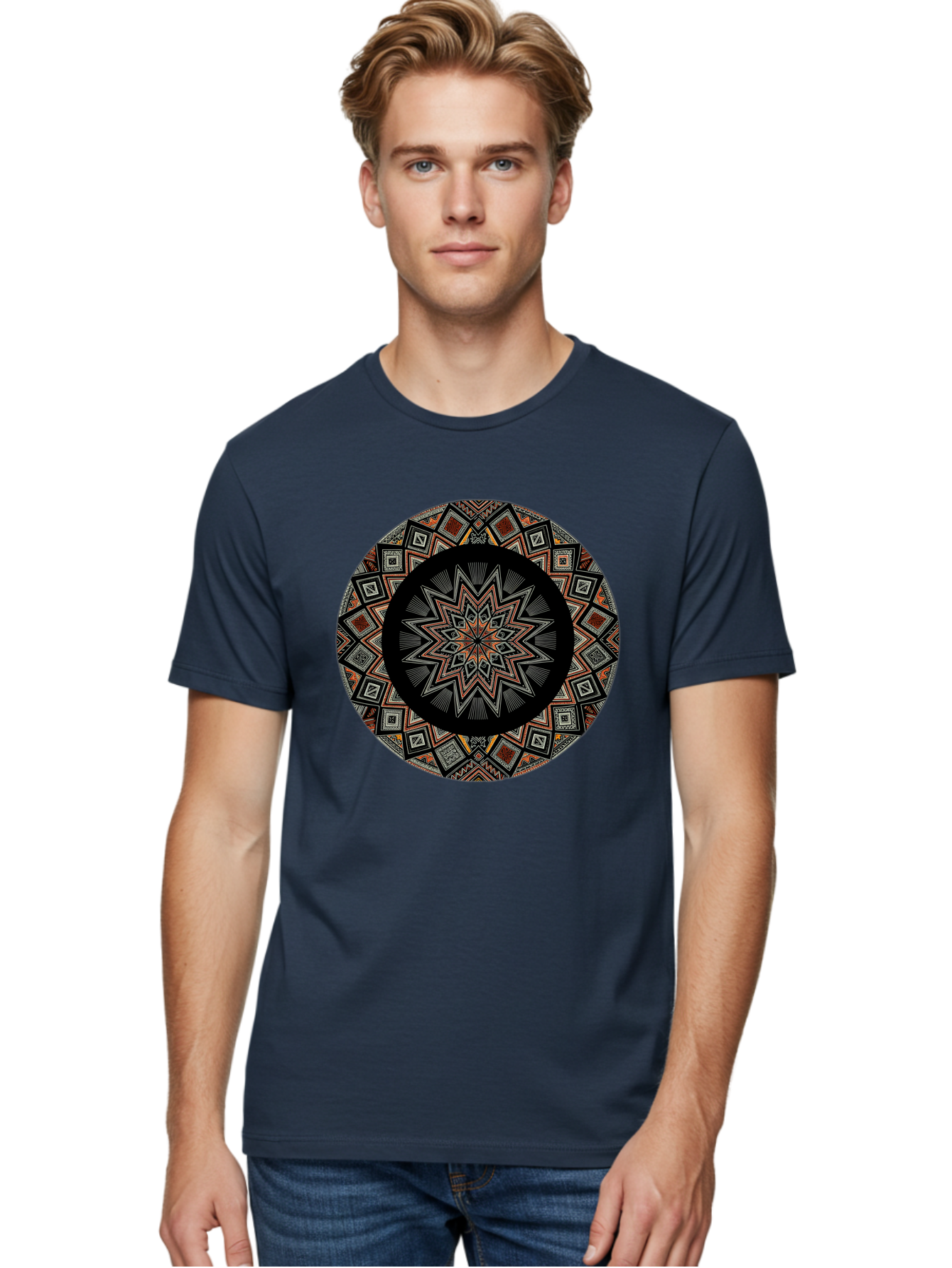Geometric-Mandala Men'S Graphic Tee, 100% Cotton, Comfortable Casual Summer Wear, Machine Washable, Vintage Camera, Old Camera, Antique Camera, Black Camera, Classic Photography, Photography Equipment, Nostalgic Device, Film Camera, Camera Art Bag518