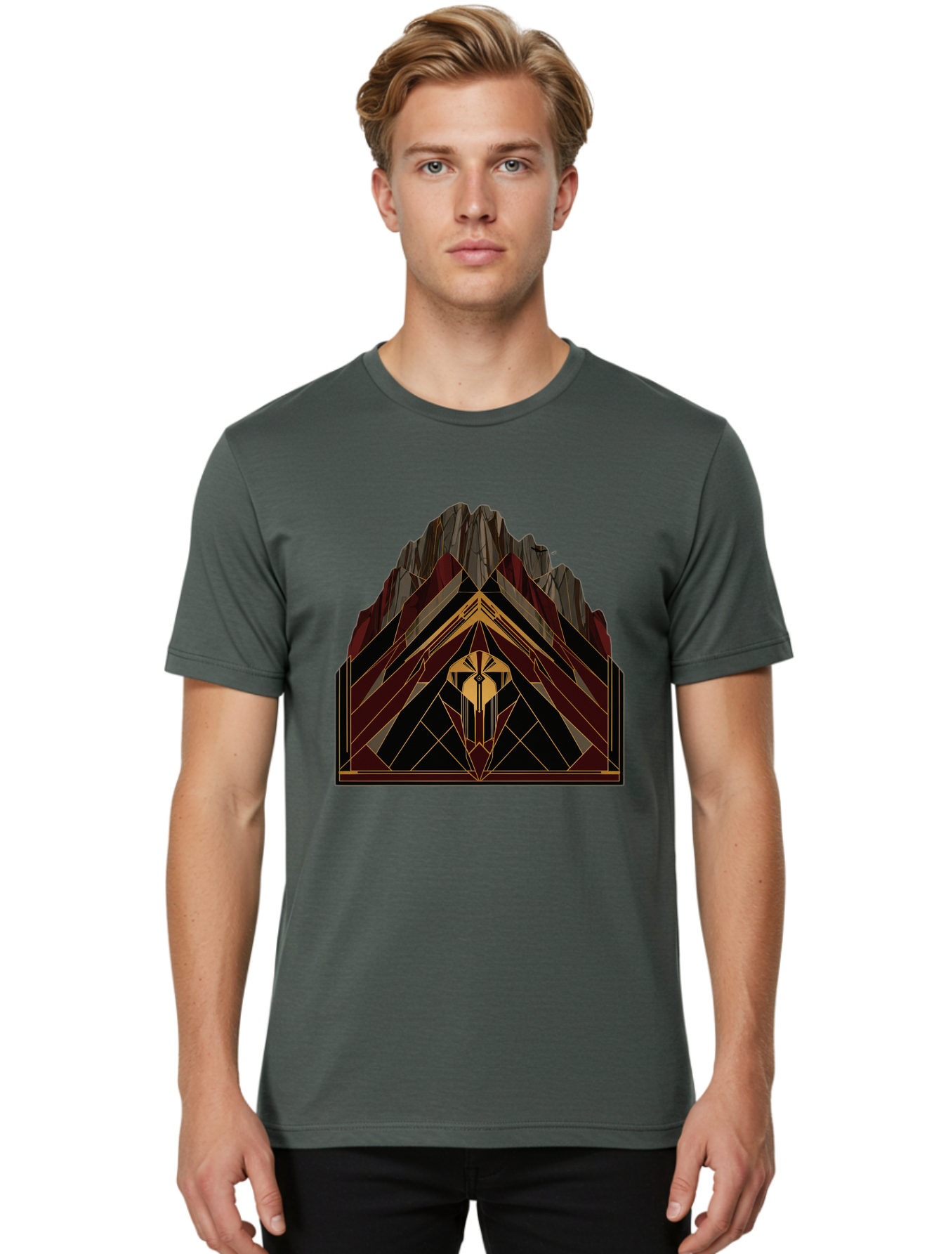 Geometric-Mountain-Design Men'S Graphic Tee, 100% Cotton, Comfortable Casual Summer Wear, Machine Washable, Vintage Camera, Old Camera, Antique Camera, Black Camera, Classic Photography, Photography Equipment, Nostalgic Device, Film Camera, Bag519
