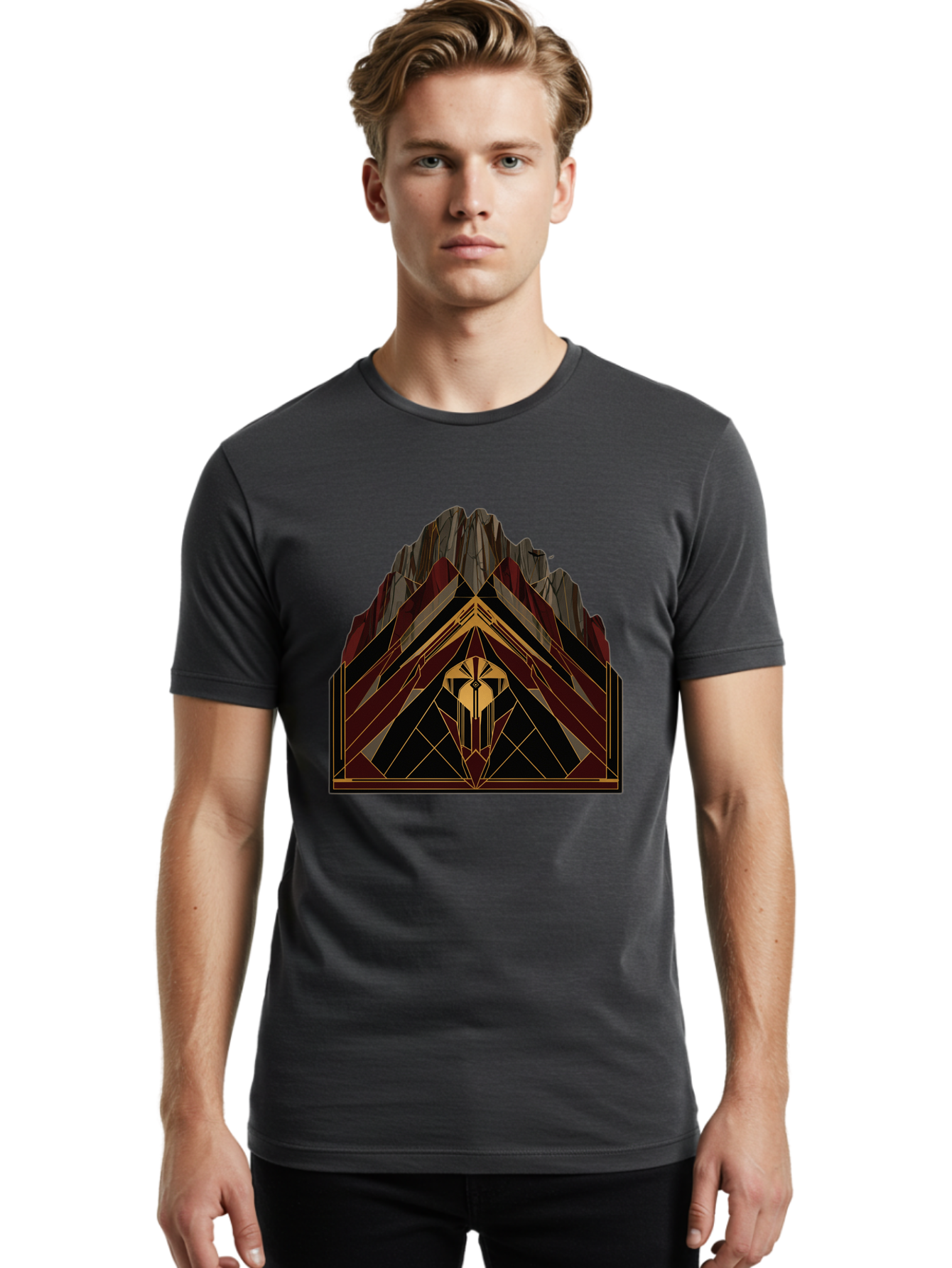 Geometric-Mountain-Design Men'S Graphic Tee, 100% Cotton, Comfortable Casual Summer Wear, Machine Washable, Vintage Camera, Old Camera, Antique Camera, Black Camera, Classic Photography, Photography Equipment, Nostalgic Device, Film Camera, Bag519