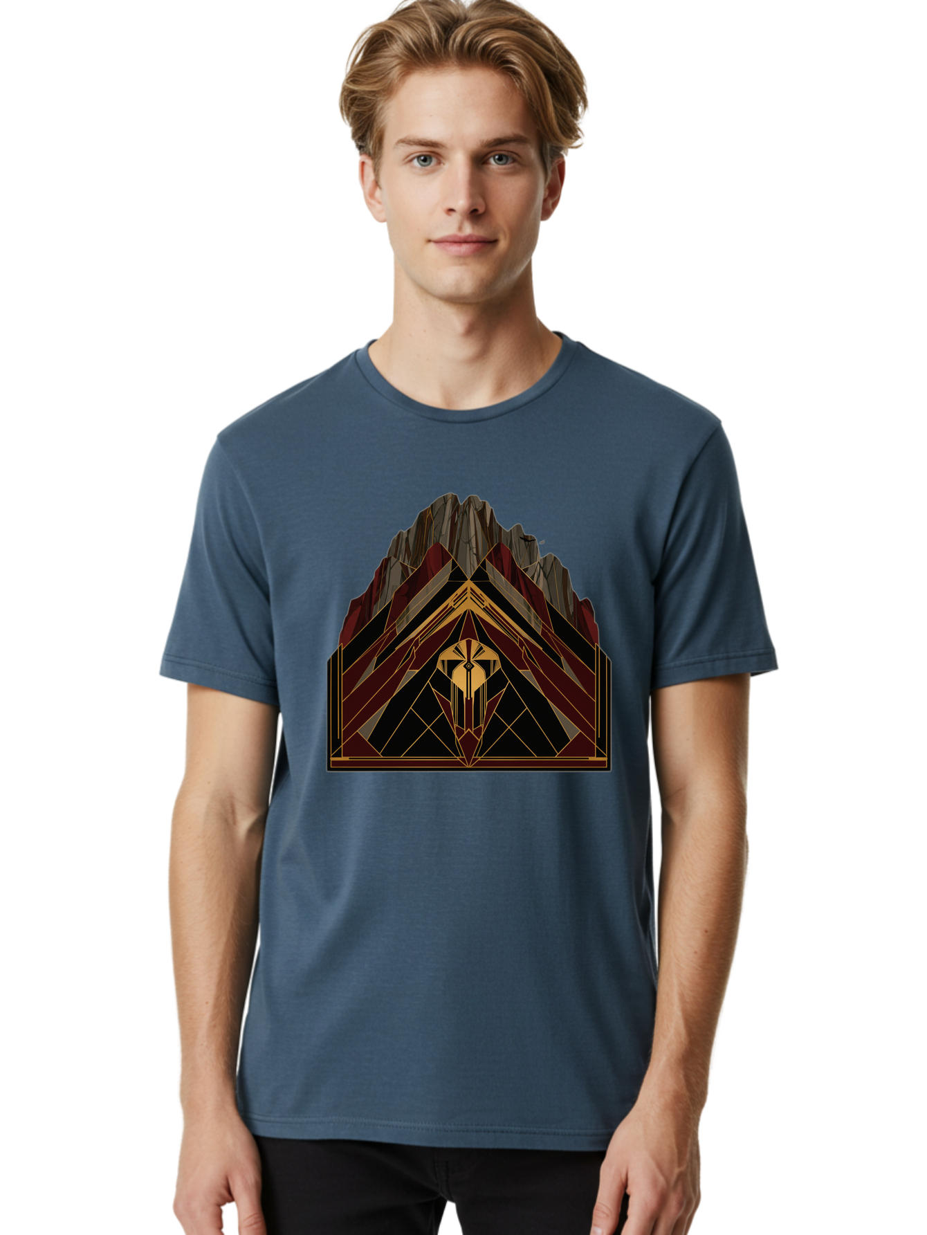Geometric-Mountain-Design Men'S Graphic Tee, 100% Cotton, Comfortable Casual Summer Wear, Machine Washable, Vintage Camera, Old Camera, Antique Camera, Black Camera, Classic Photography, Photography Equipment, Nostalgic Device, Film Camera, Bag519