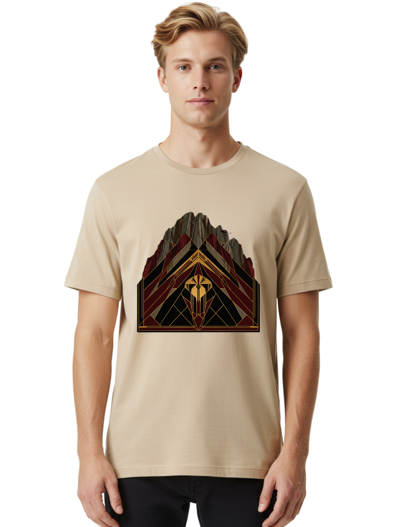 Geometric-Mountain-Design Men'S Graphic Tee, 100% Cotton, Comfortable Casual Summer Wear, Machine Washable, Vintage Camera, Old Camera, Antique Camera, Black Camera, Classic Photography, Photography Equipment, Nostalgic Device, Film Camera, Bag519