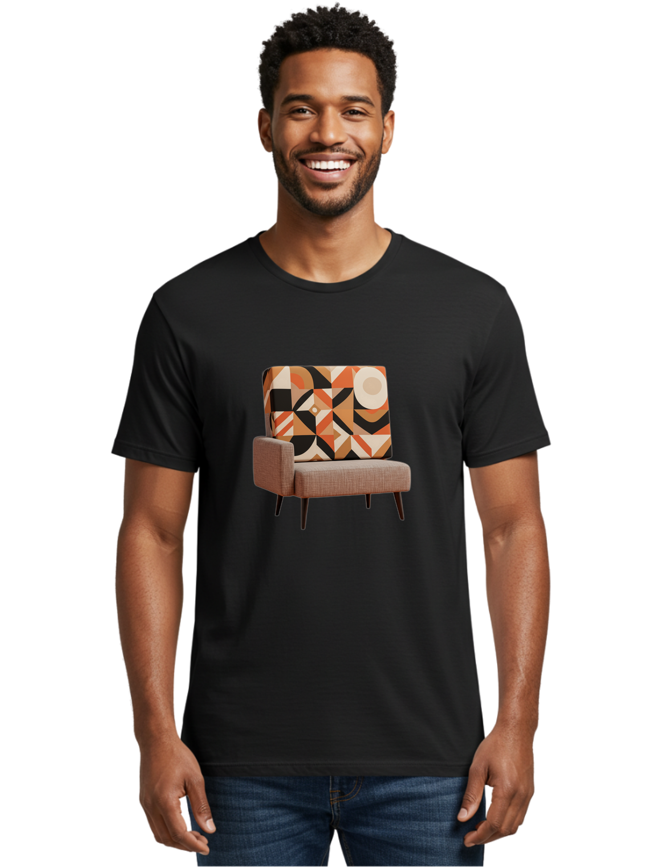 Geometric-Pattern-Chair Men'S Graphic Tee, 100% Cotton, Comfortable Casual Summer Wear, Machine Washable, Vintage Camera, Old Camera, Antique Camera, Black Camera, Classic Photography, Photography Equipment, Nostalgic Device, Film Camera, Bag520