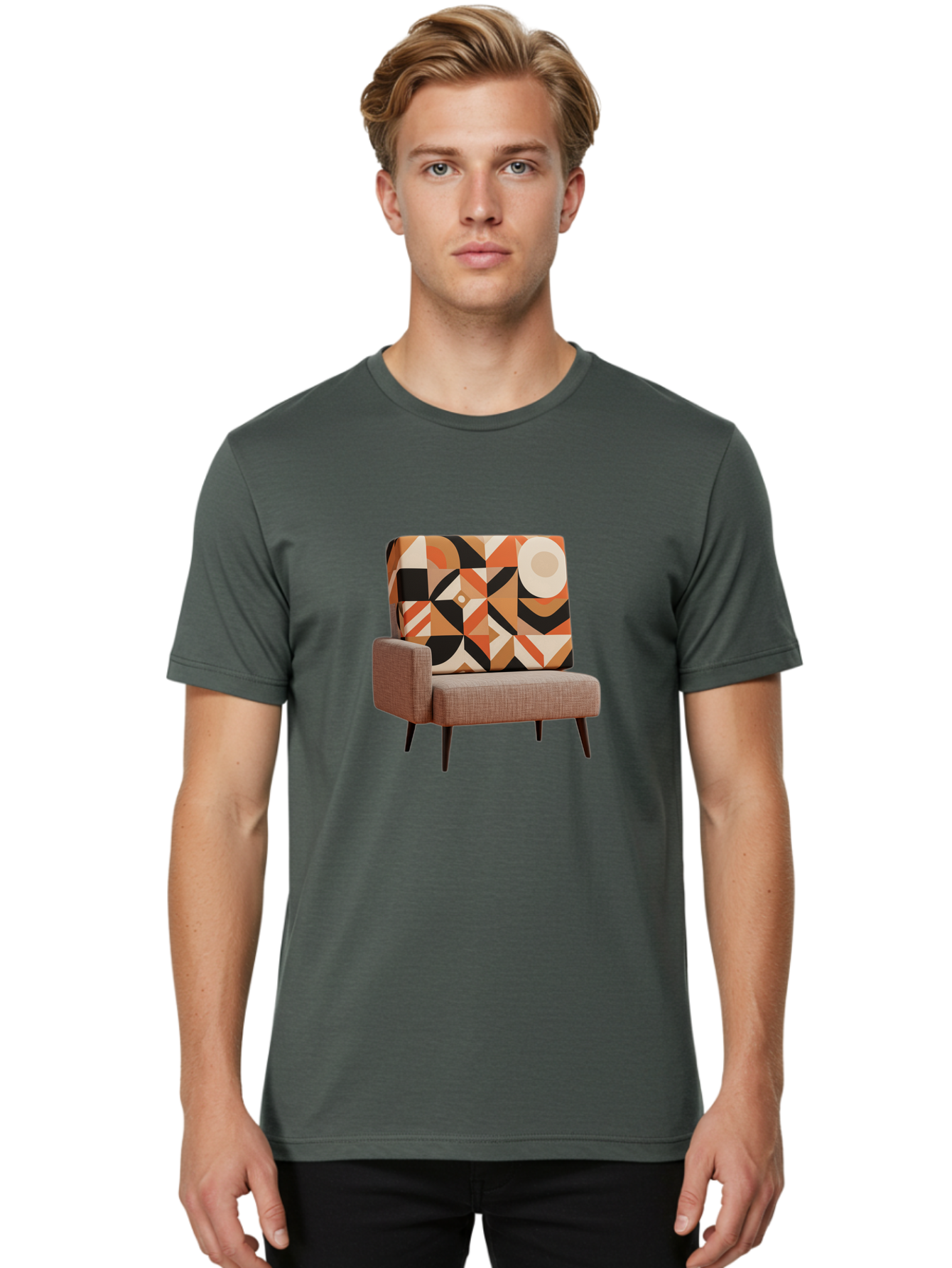 Geometric-Pattern-Chair Men'S Graphic Tee, 100% Cotton, Comfortable Casual Summer Wear, Machine Washable, Vintage Camera, Old Camera, Antique Camera, Black Camera, Classic Photography, Photography Equipment, Nostalgic Device, Film Camera, Bag520