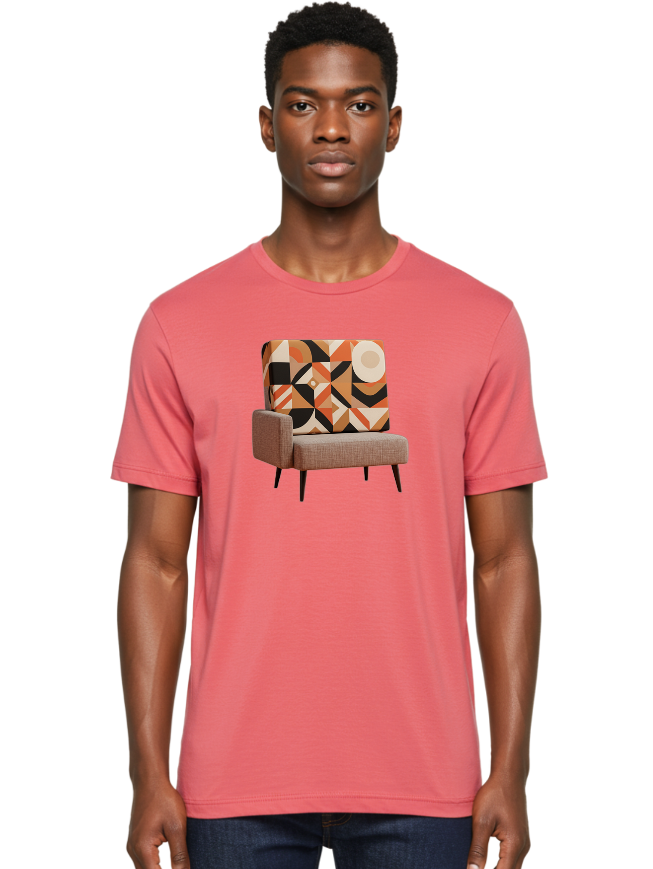 Geometric-Pattern-Chair Men'S Graphic Tee, 100% Cotton, Comfortable Casual Summer Wear, Machine Washable, Vintage Camera, Old Camera, Antique Camera, Black Camera, Classic Photography, Photography Equipment, Nostalgic Device, Film Camera, Bag520