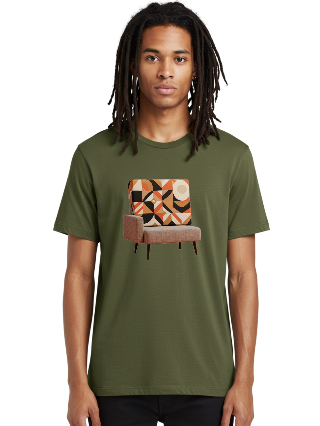 Geometric-Pattern-Chair Men'S Graphic Tee, 100% Cotton, Comfortable Casual Summer Wear, Machine Washable, Vintage Camera, Old Camera, Antique Camera, Black Camera, Classic Photography, Photography Equipment, Nostalgic Device, Film Camera, Bag520
