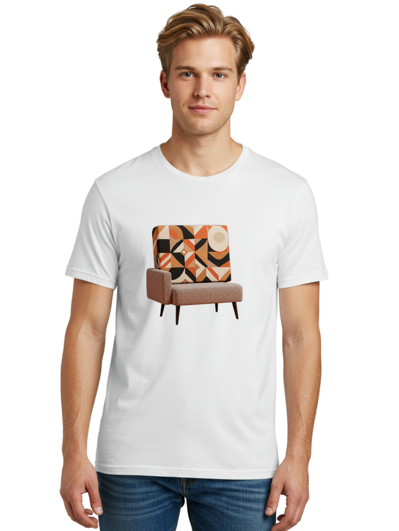Geometric-Pattern-Chair Men'S Graphic Tee, 100% Cotton, Comfortable Casual Summer Wear, Machine Washable, Vintage Camera, Old Camera, Antique Camera, Black Camera, Classic Photography, Photography Equipment, Nostalgic Device, Film Camera, Bag520
