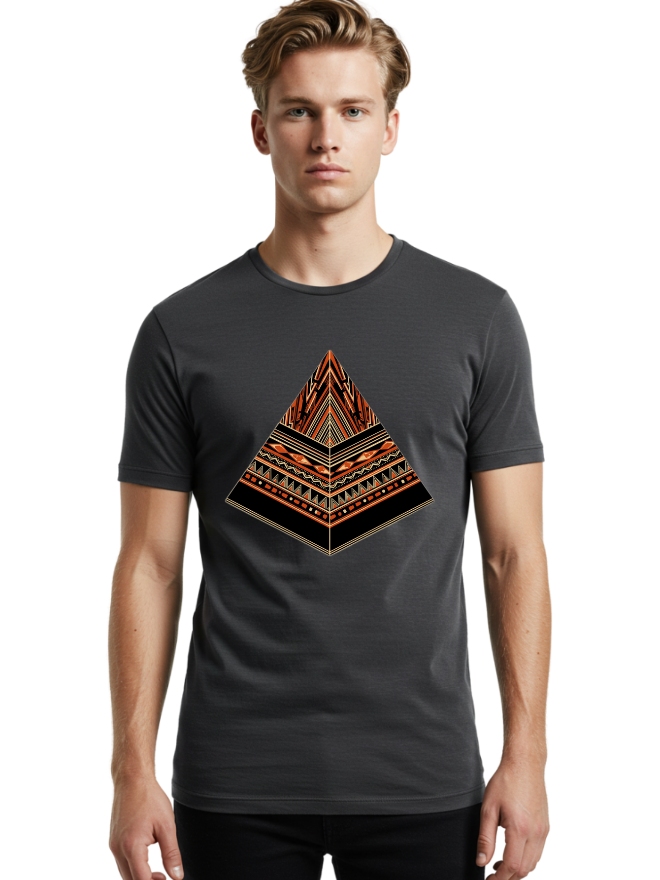 Geometric-Pyramid Men'S Graphic Tee, 100% Cotton, Comfortable Casual Summer Wear, Machine Washable, Vintage Camera, Old Camera, Antique Camera, Black Camera, Classic Photography, Photography Equipment, Nostalgic Device, Film Camera, Camera Art Bag521