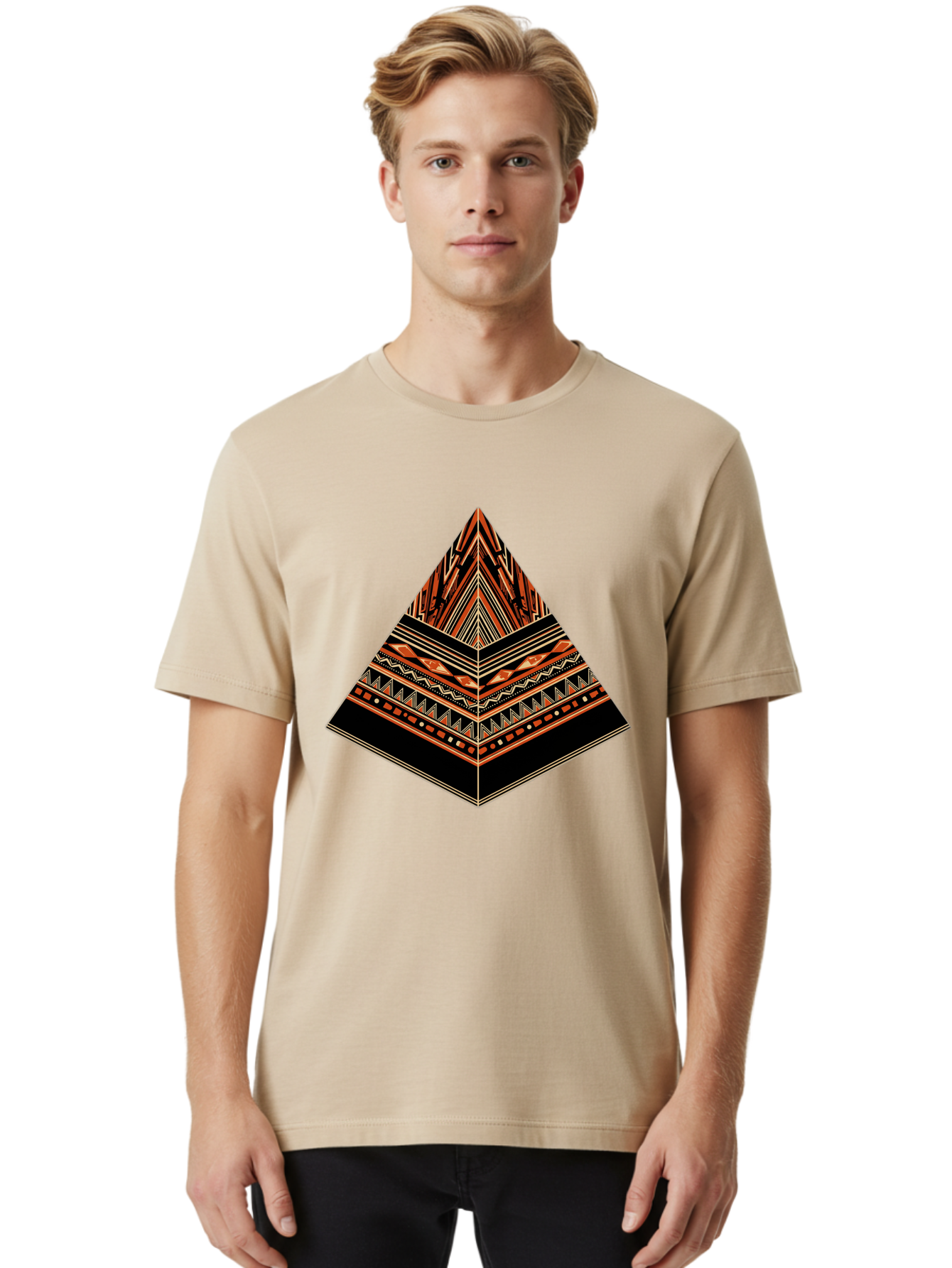 Geometric-Pyramid Men'S Graphic Tee, 100% Cotton, Comfortable Casual Summer Wear, Machine Washable, Vintage Camera, Old Camera, Antique Camera, Black Camera, Classic Photography, Photography Equipment, Nostalgic Device, Film Camera, Camera Art Bag521