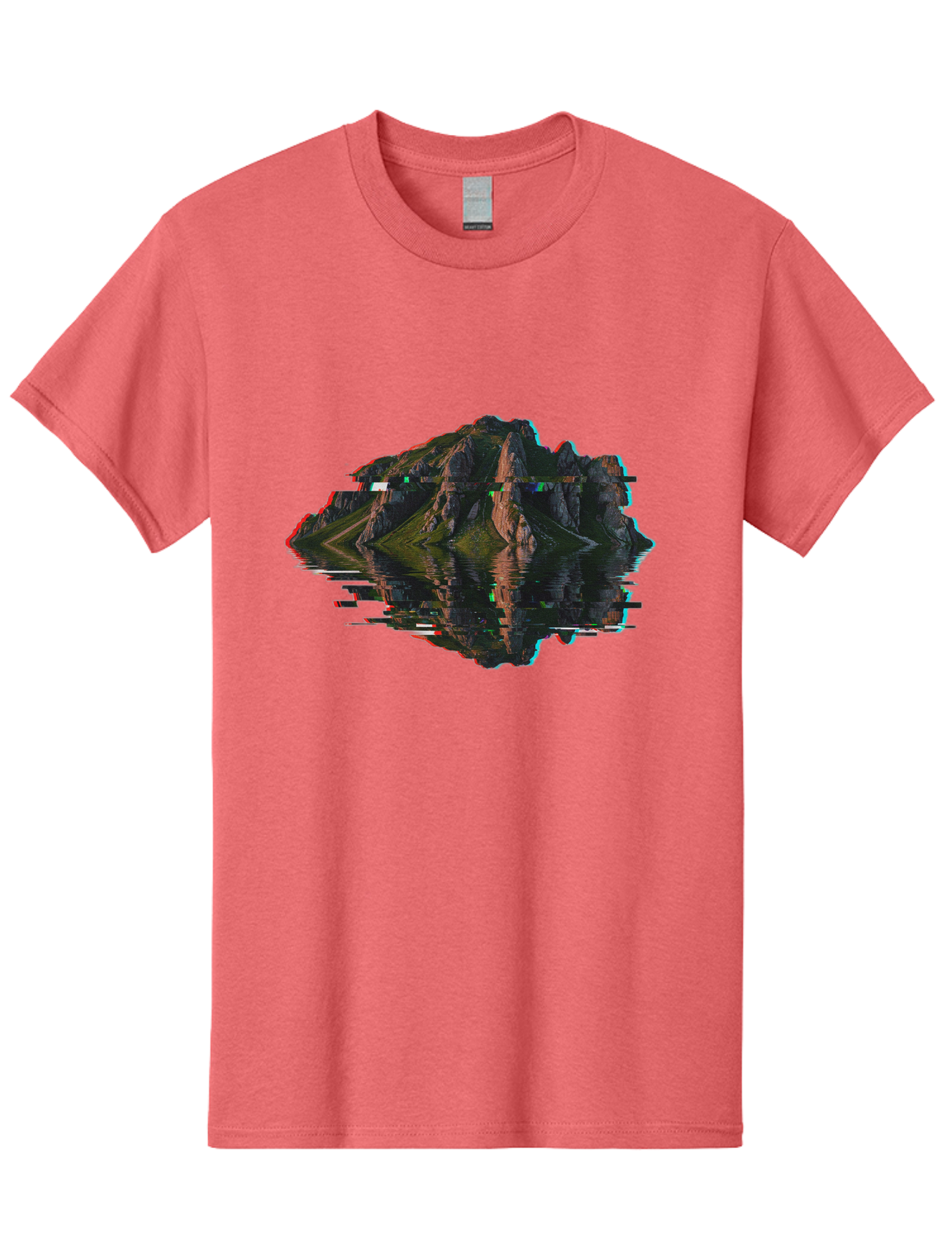 Glitching-Mountain-Landscape Men'S Graphic Tee, 100% Cotton, Comfortable Casual Summer Wear, Machine Washable, Vintage Camera, Old Camera, Antique Camera, Black Camera, Classic Photography, Photography Equipment, Nostalgic Device, Film Camera, Bag533