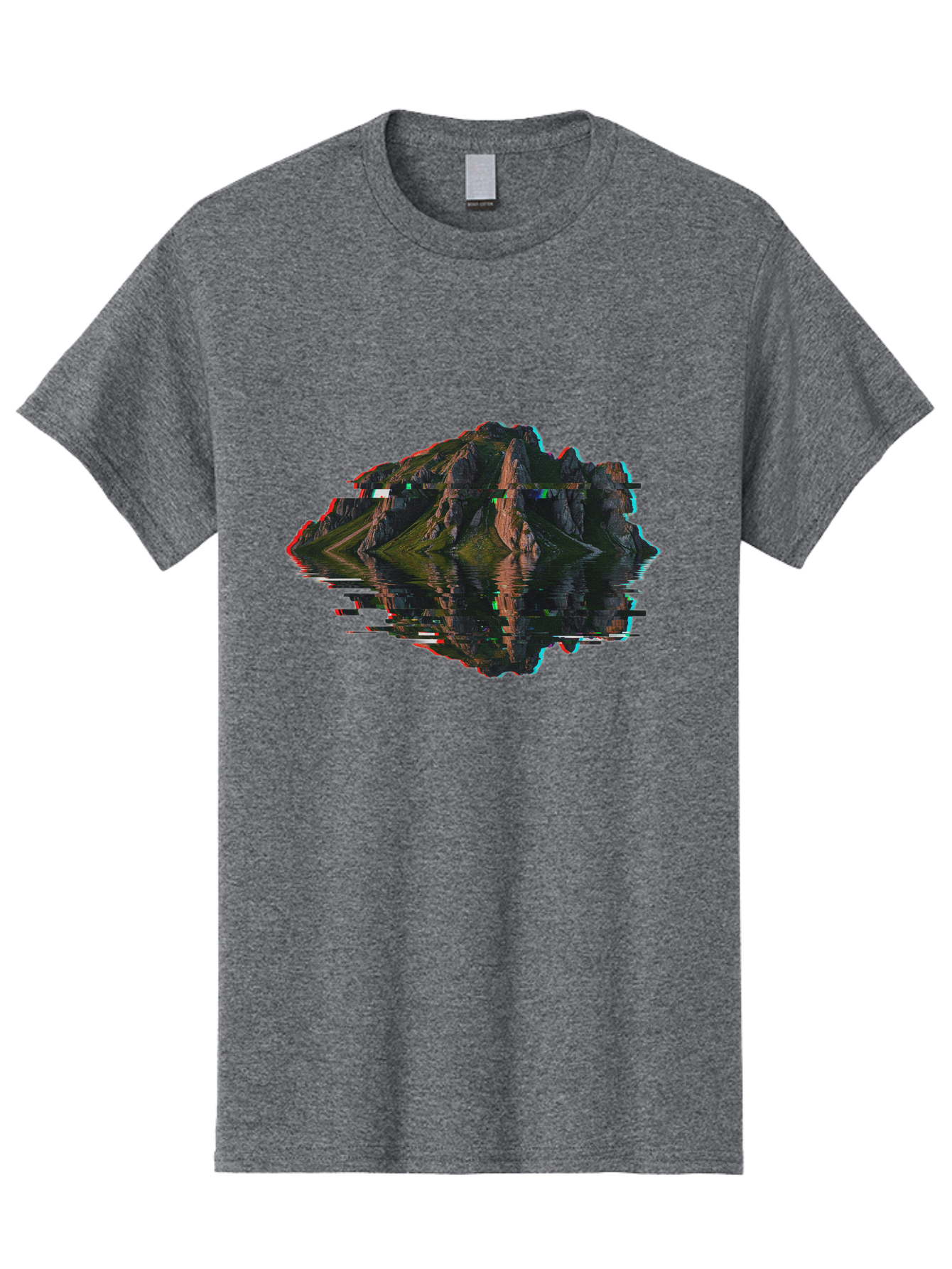Glitching-Mountain-Landscape Men'S Graphic Tee, 100% Cotton, Comfortable Casual Summer Wear, Machine Washable, Vintage Camera, Old Camera, Antique Camera, Black Camera, Classic Photography, Photography Equipment, Nostalgic Device, Film Camera, Bag533