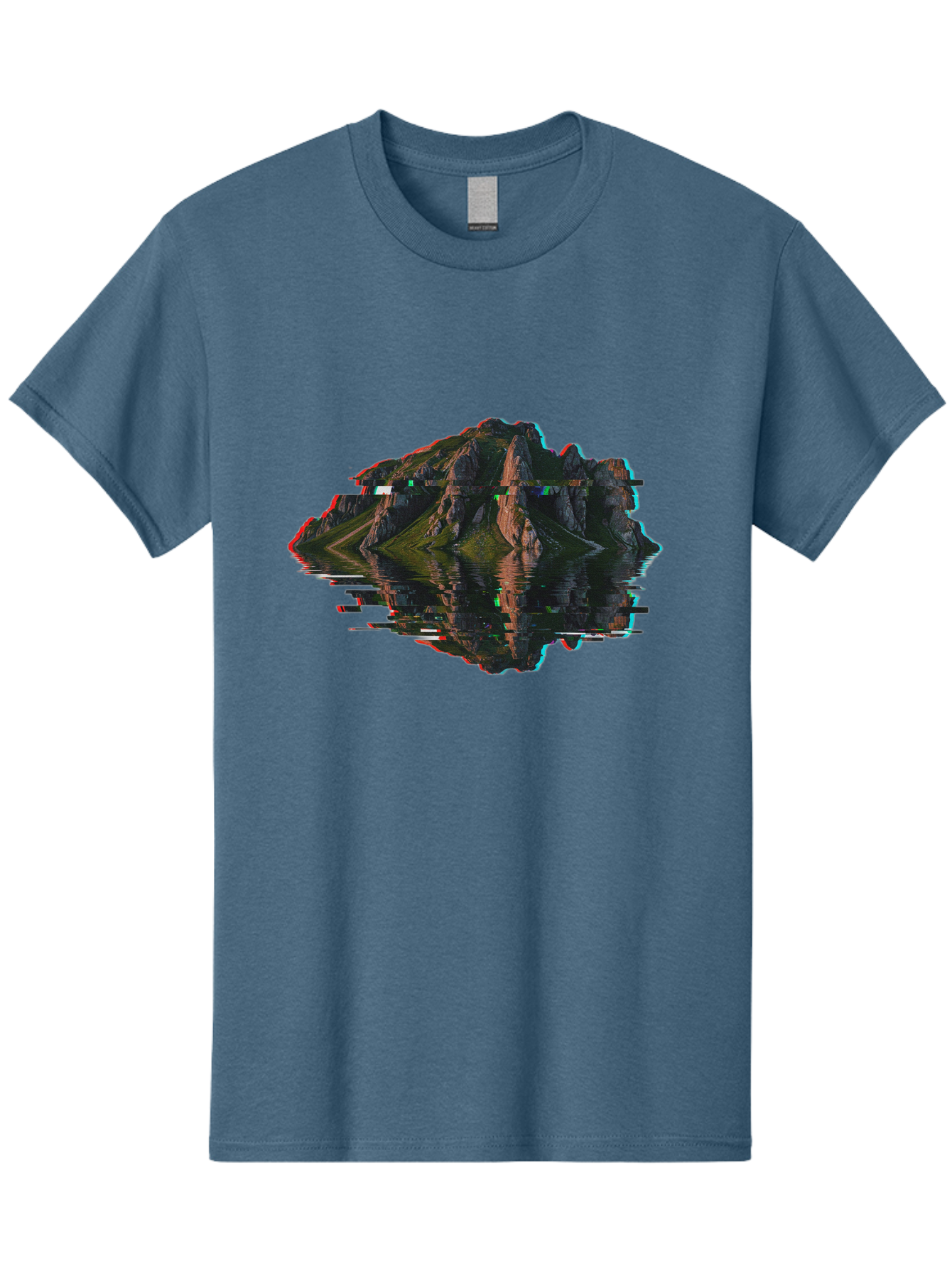 Glitching-Mountain-Landscape Men'S Graphic Tee, 100% Cotton, Comfortable Casual Summer Wear, Machine Washable, Vintage Camera, Old Camera, Antique Camera, Black Camera, Classic Photography, Photography Equipment, Nostalgic Device, Film Camera, Bag533