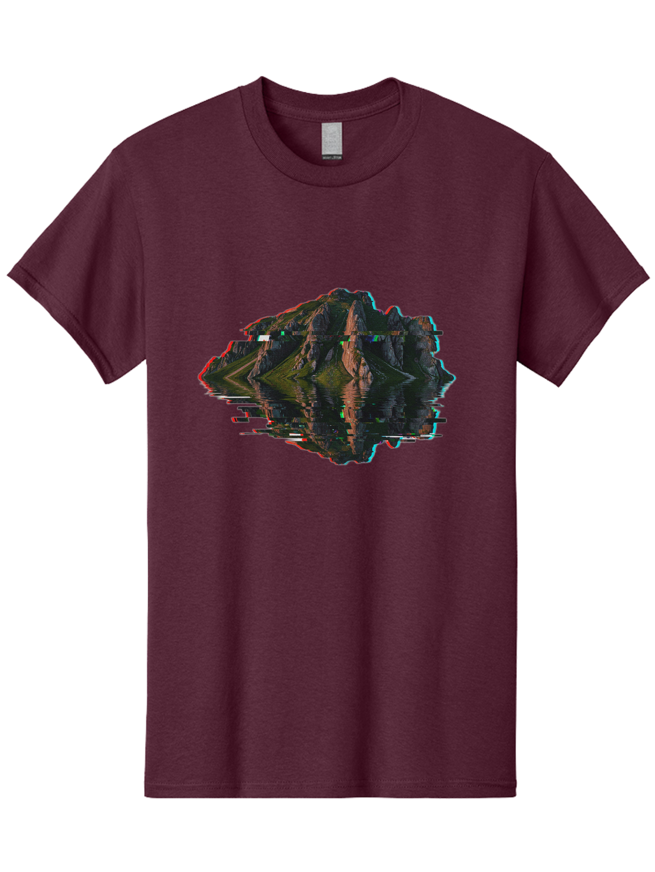 Glitching-Mountain-Landscape Men'S Graphic Tee, 100% Cotton, Comfortable Casual Summer Wear, Machine Washable, Vintage Camera, Old Camera, Antique Camera, Black Camera, Classic Photography, Photography Equipment, Nostalgic Device, Film Camera, Bag533