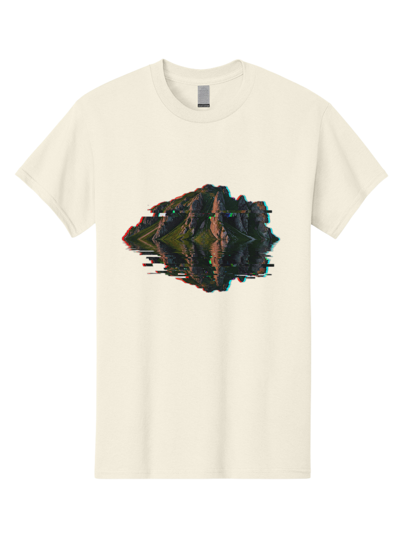 Glitching-Mountain-Landscape Men'S Graphic Tee, 100% Cotton, Comfortable Casual Summer Wear, Machine Washable, Vintage Camera, Old Camera, Antique Camera, Black Camera, Classic Photography, Photography Equipment, Nostalgic Device, Film Camera, Bag533