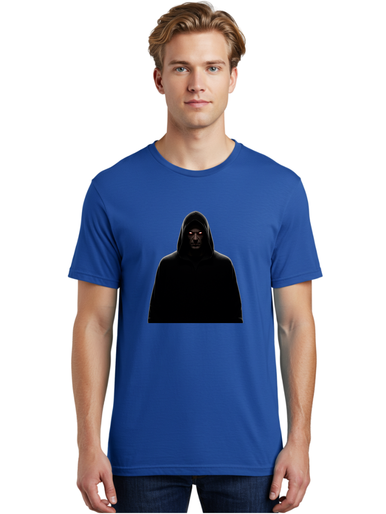 Glowing-Eyes-Hooded-Figure Men'S Graphic Tee, 100% Cotton, Comfortable Casual Summer Wear, Machine Washable, Vintage Camera, Old Camera, Antique Camera, Black Camera, Classic Photography, Photography Equipment, Nostalgic Device, Film Camera, Bag535