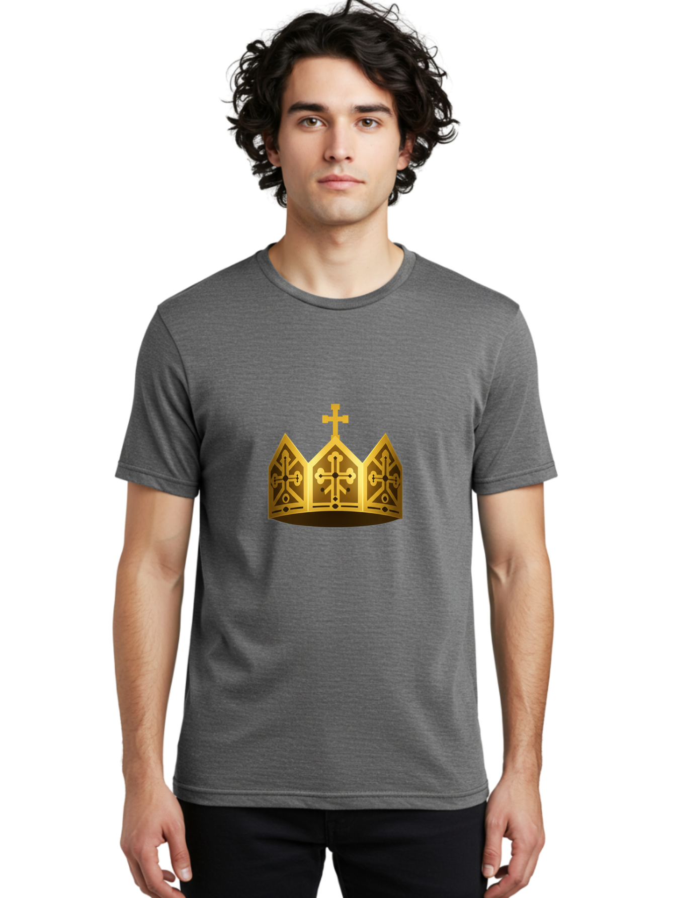Gold-Crown-With-Cross Men'S Graphic Tee, 100% Cotton, Comfortable Casual Summer Wear, Machine Washable, Vintage Camera, Old Camera, Antique Camera, Black Camera, Classic Photography, Photography Equipment, Nostalgic Device, Film Camera, Bag537