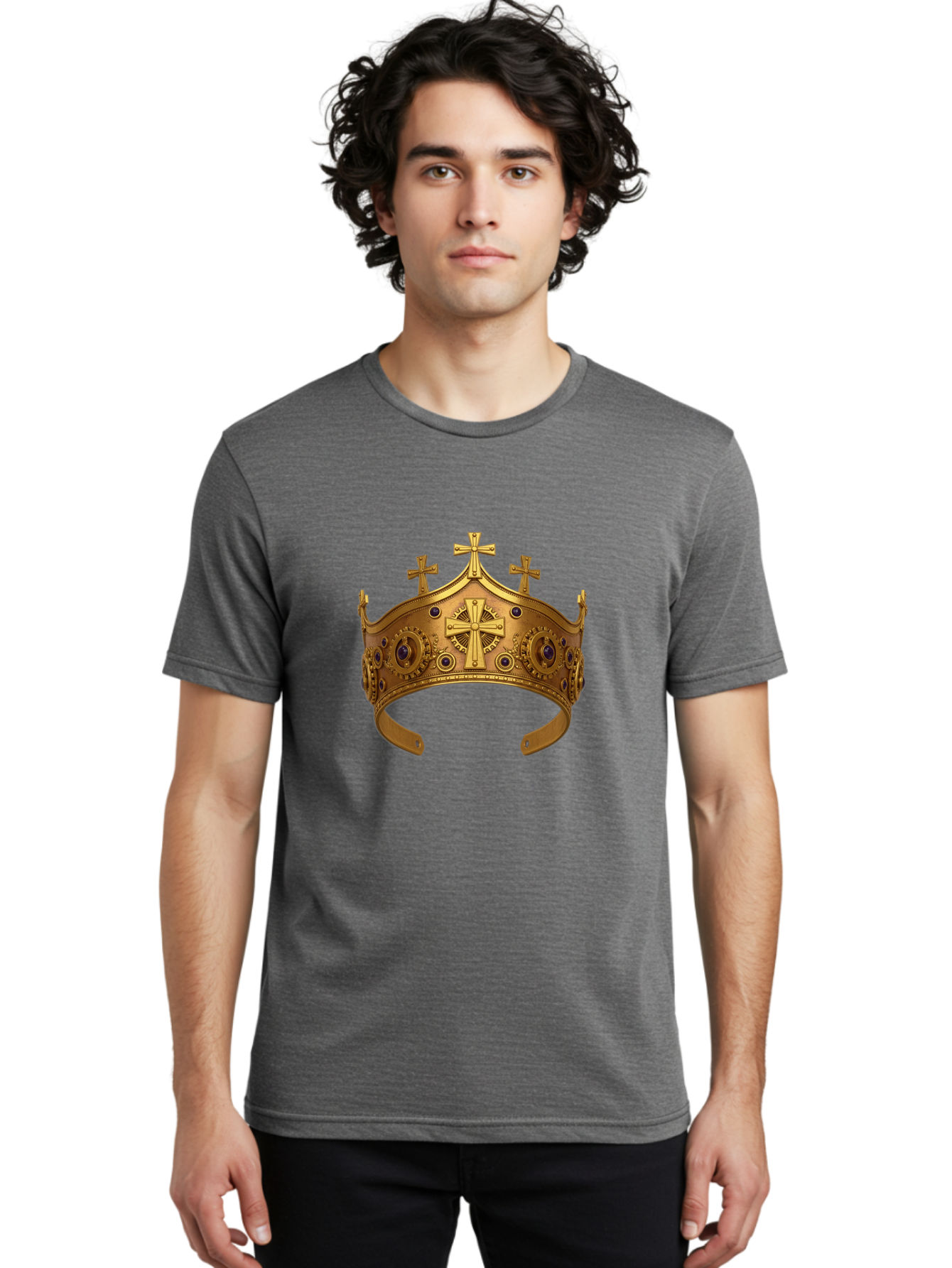 Gold-Crown-With-Crosses Men'S Graphic Tee, 100% Cotton, Comfortable Casual Summer Wear, Machine Washable, Vintage Camera, Old Camera, Antique Camera, Black Camera, Classic Photography, Photography Equipment, Nostalgic Device, Film Camera, Bag538
