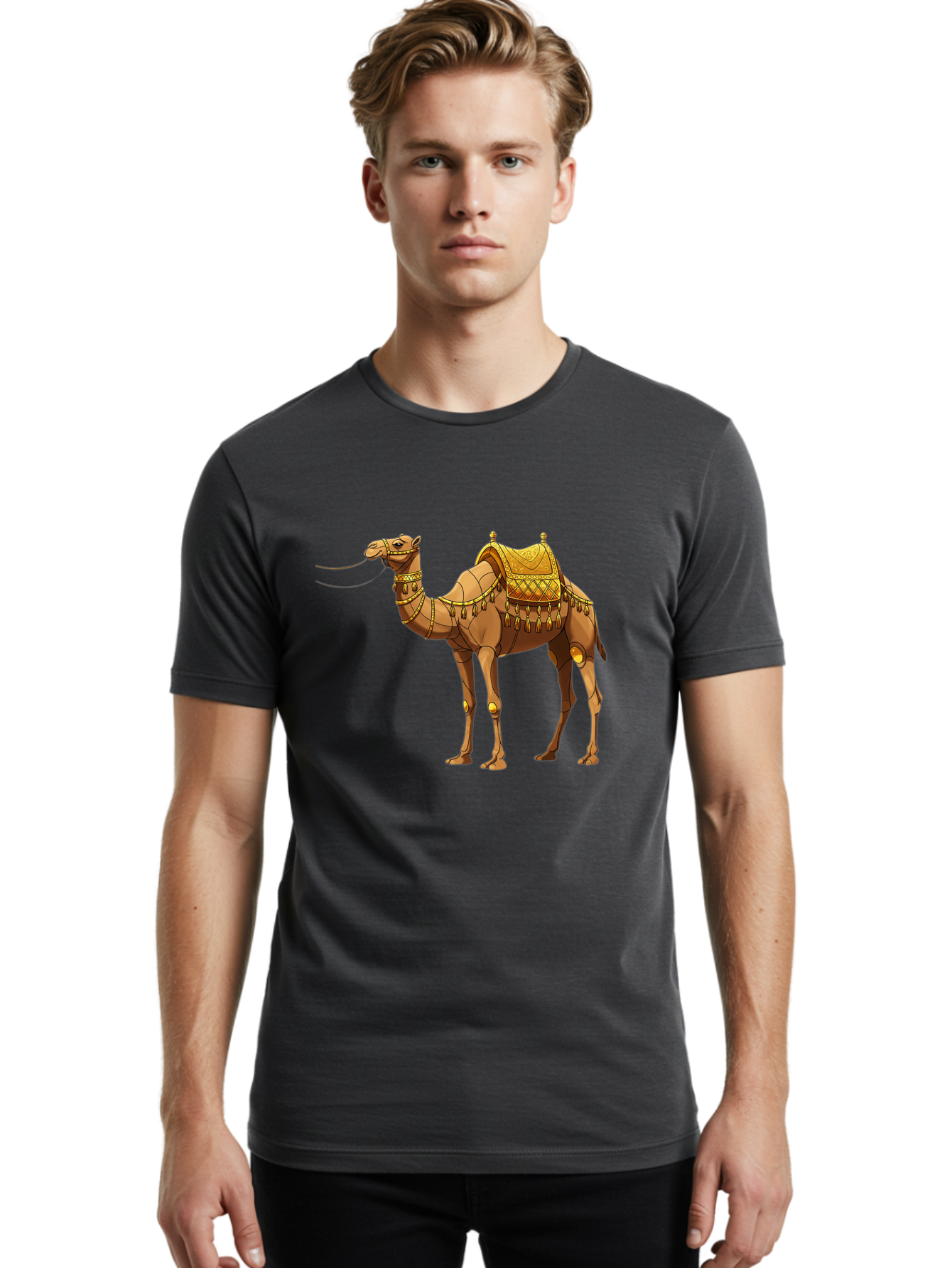 Golden-Camel-1 Men'S Graphic Tee, 100% Cotton, Comfortable Casual Summer Wear, Machine Washable, Vintage Camera, Old Camera, Antique Camera, Black Camera, Classic Photography, Photography Equipment, Nostalgic Device, Film Camera, Camera Art Bag546