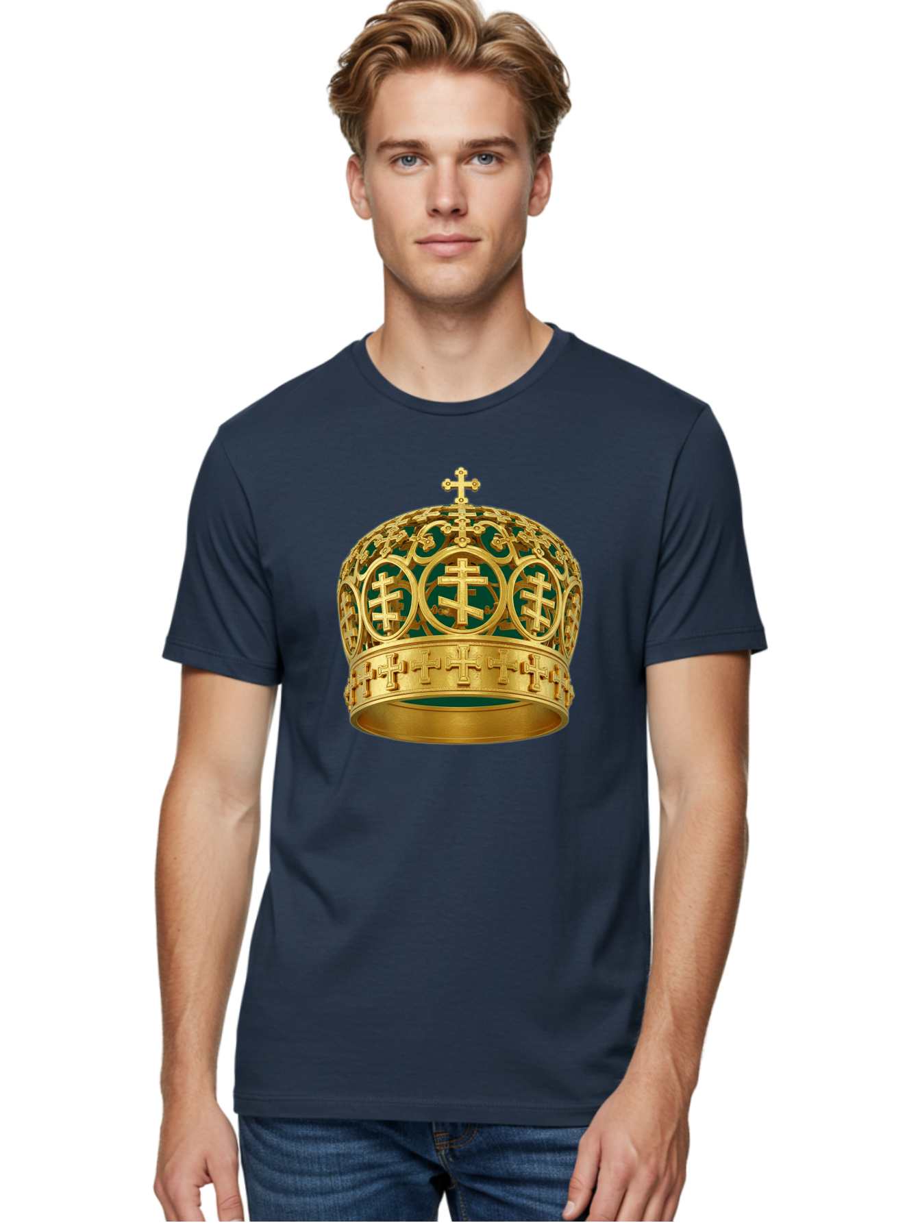 Golden-Cross-Crown Men'S Graphic Tee, 100% Cotton, Comfortable Casual Summer Wear, Machine Washable, Vintage Camera, Old Camera, Antique Camera, Black Camera, Classic Photography, Photography Equipment, Nostalgic Device, Film Camera, Bag549