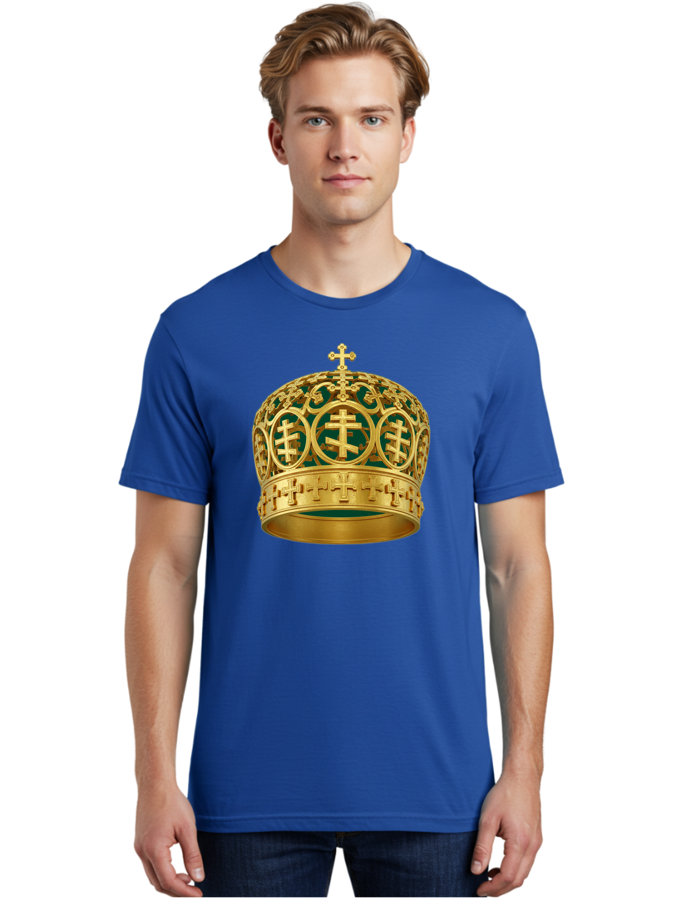 Golden-Cross-Crown Men'S Graphic Tee, 100% Cotton, Comfortable Casual Summer Wear, Machine Washable, Vintage Camera, Old Camera, Antique Camera, Black Camera, Classic Photography, Photography Equipment, Nostalgic Device, Film Camera, Bag549