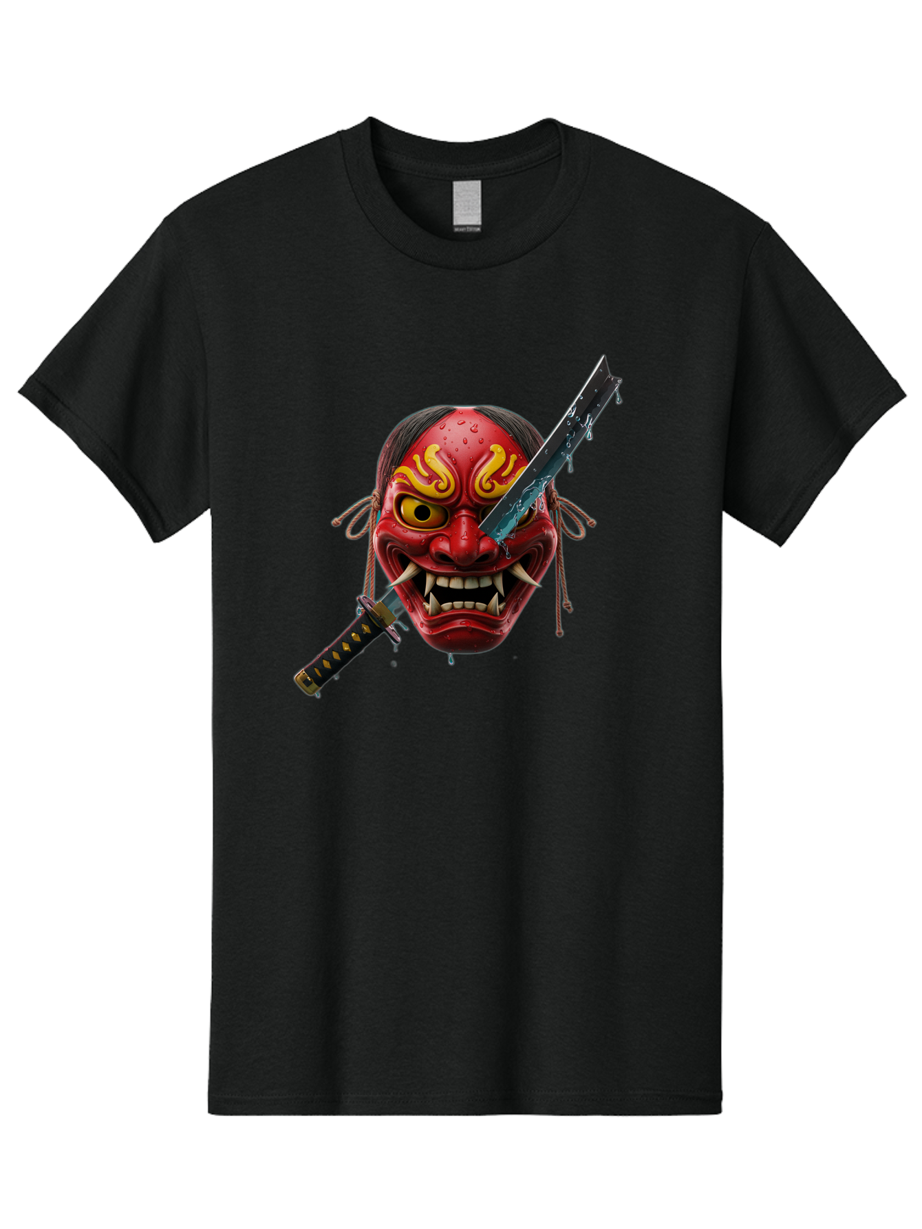 Hannya-Mask-With-Katana Men'S Graphic Tee, 100% Cotton, Comfortable Casual Summer Wear, Machine Washable, Vintage Camera, Old Camera, Antique Camera, Black Camera, Classic Photography, Photography Equipment, Nostalgic Device, Film Camera, Bag581