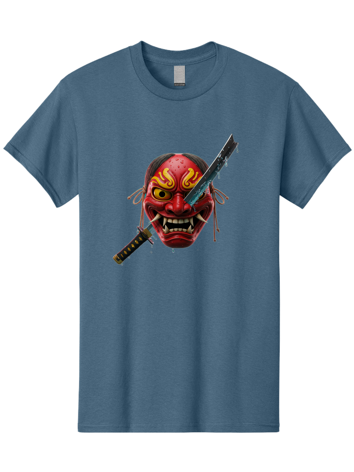 Hannya-Mask-With-Katana Men'S Graphic Tee, 100% Cotton, Comfortable Casual Summer Wear, Machine Washable, Vintage Camera, Old Camera, Antique Camera, Black Camera, Classic Photography, Photography Equipment, Nostalgic Device, Film Camera, Bag581