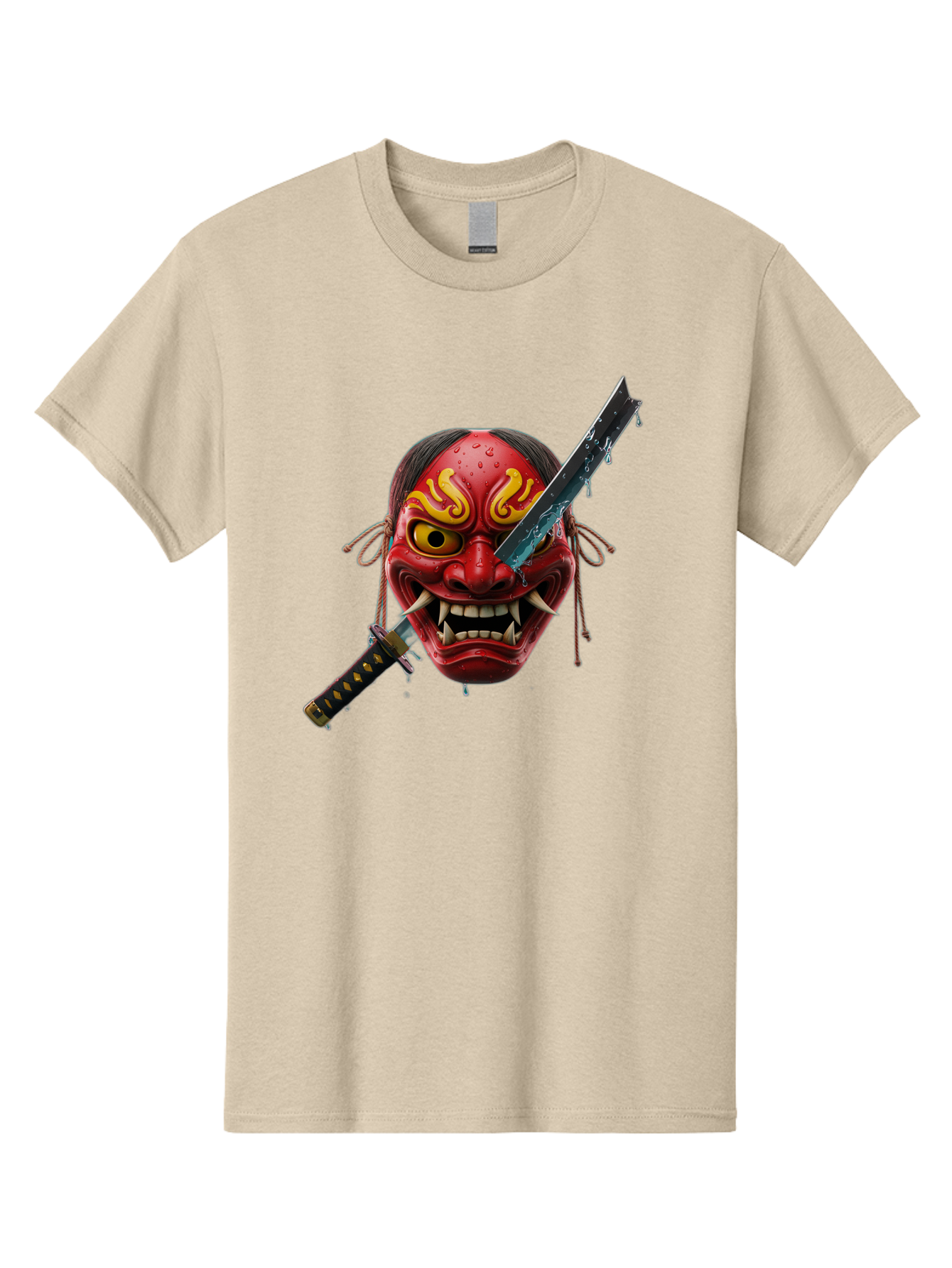 Hannya-Mask-With-Katana Men'S Graphic Tee, 100% Cotton, Comfortable Casual Summer Wear, Machine Washable, Vintage Camera, Old Camera, Antique Camera, Black Camera, Classic Photography, Photography Equipment, Nostalgic Device, Film Camera, Bag581