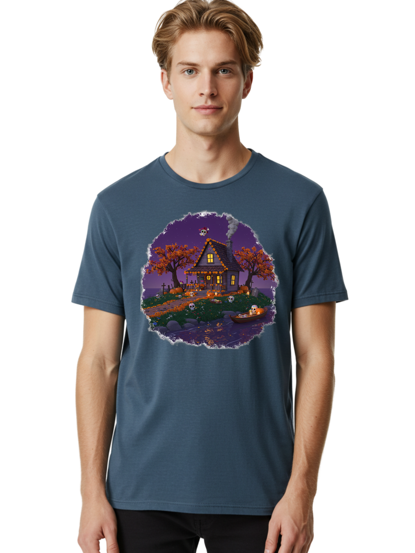 Haunted-House-1 Men'S Graphic Tee, 100% Cotton, Comfortable Casual Summer Wear, Machine Washable, Vintage Camera, Old Camera, Antique Camera, Black Camera, Classic Photography, Photography Equipment, Nostalgic Device, Film Camera, Camera Art Bag583