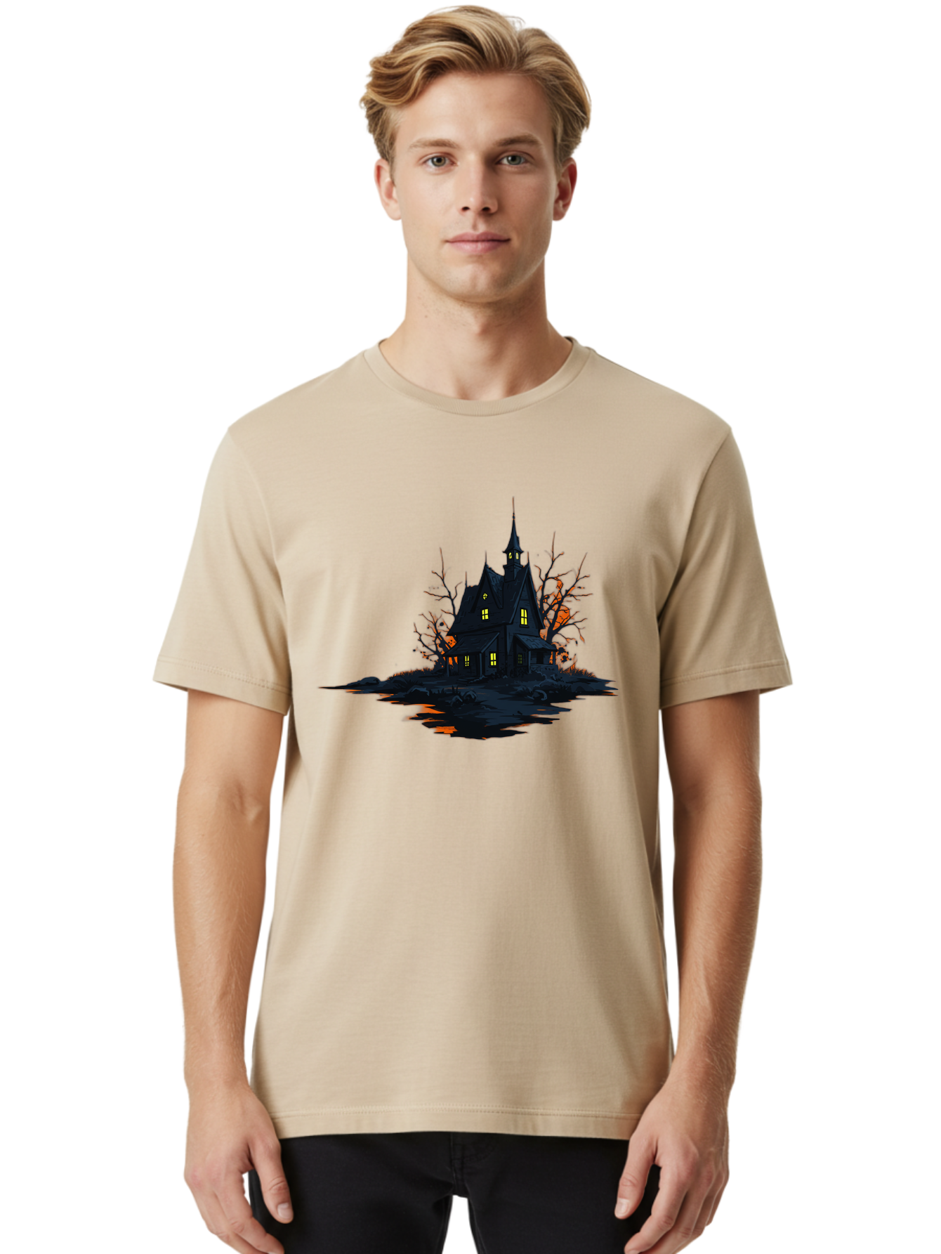 Haunted-House Men'S Graphic Tee, 100% Cotton, Comfortable Casual Summer Wear, Machine Washable, Vintage Camera, Old Camera, Antique Camera, Black Camera, Classic Photography, Photography Equipment, Nostalgic Device, Film Camera, Camera Art Bag584