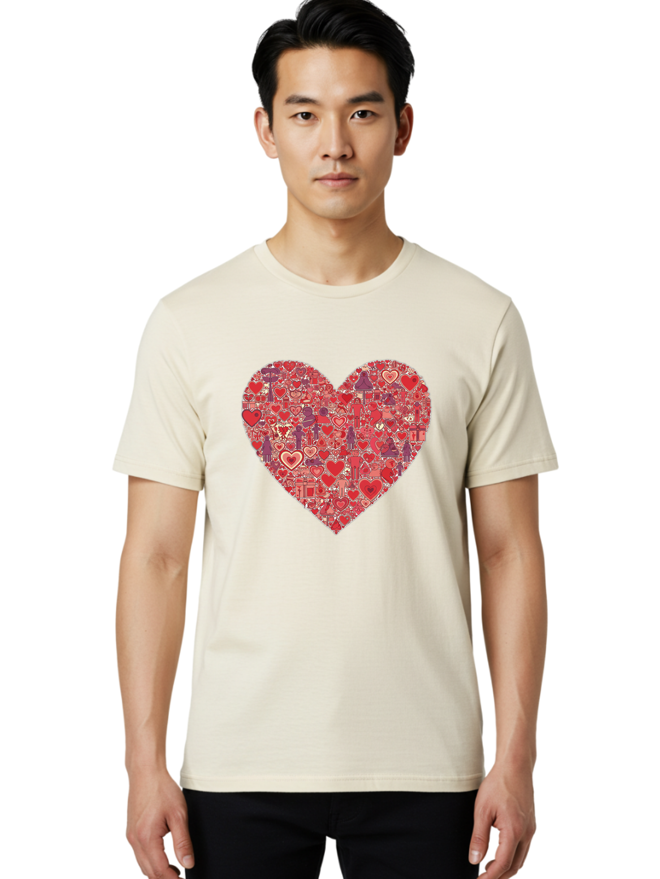 Heart-Collage Men'S Graphic Tee, 100% Cotton, Comfortable Casual Summer Wear, Machine Washable, Vintage Camera, Old Camera, Antique Camera, Black Camera, Classic Photography, Photography Equipment, Nostalgic Device, Film Camera, Camera Art Bag588